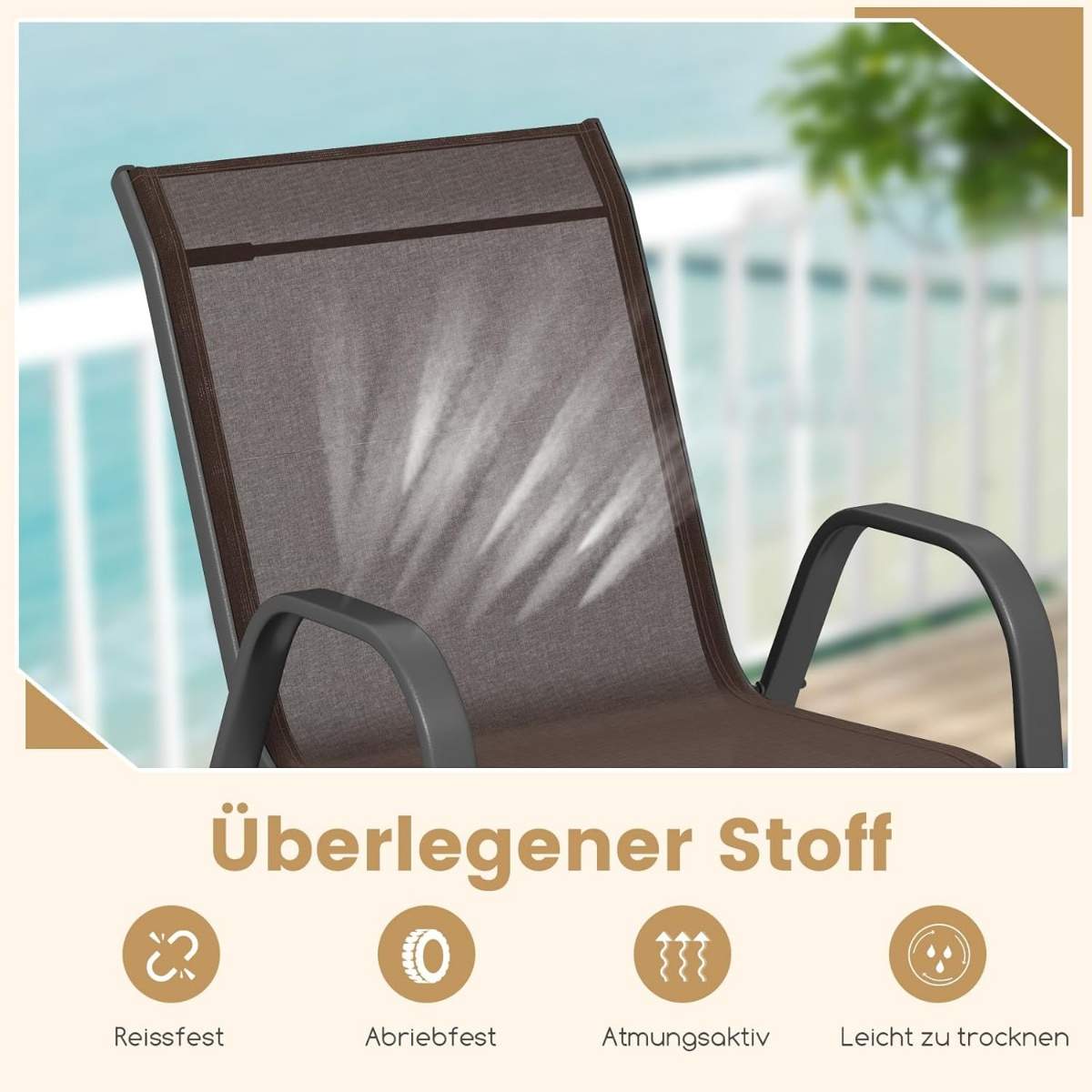 Stapelbara trädgårdsstolar set om 4 – Metallram, snabbtorkande tyg | Hem & Hobby | Pryloteket