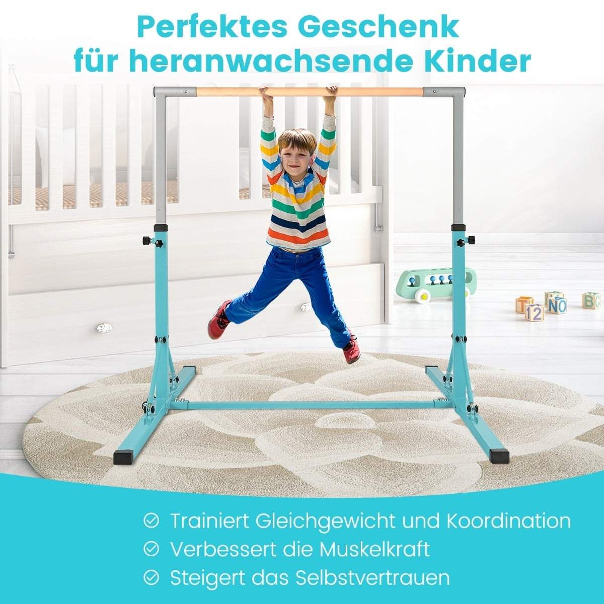 Justerbar gymnastikstång – inomhus, 100 kg kapacitet, grön | Hem & Hobby | Pryloteket