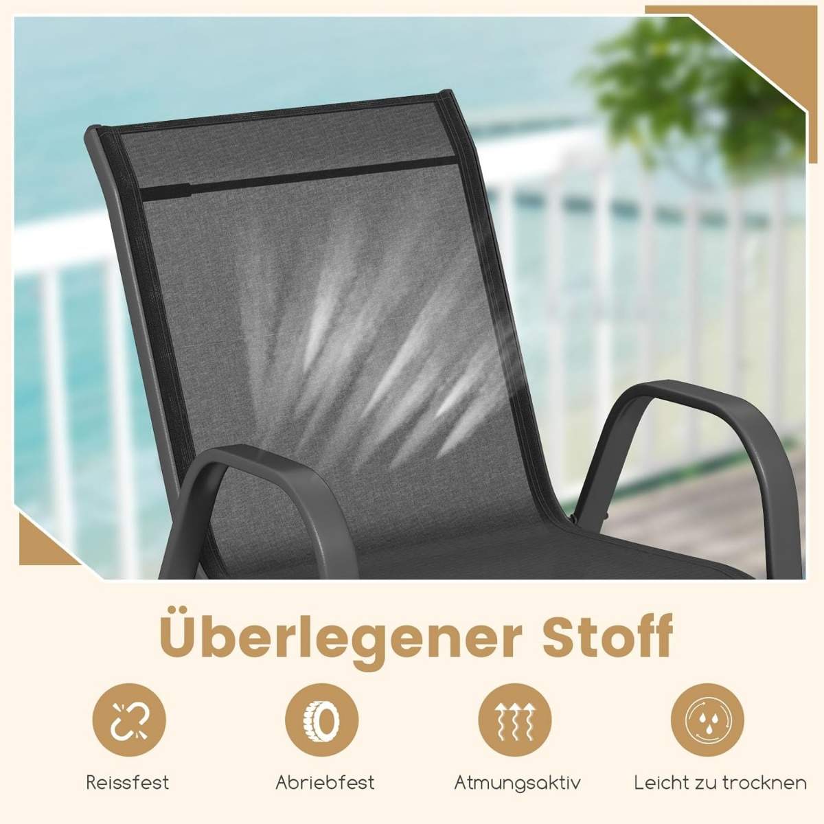 Stapelbara utomhusstolar – Textilene och metall, svart | Hem & Hobby | Pryloteket