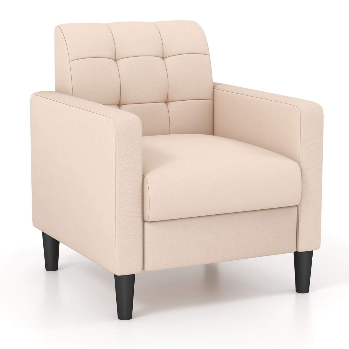 Lænestol i fløjl fra midten af ​​århundredet, tuftet ryg, beige