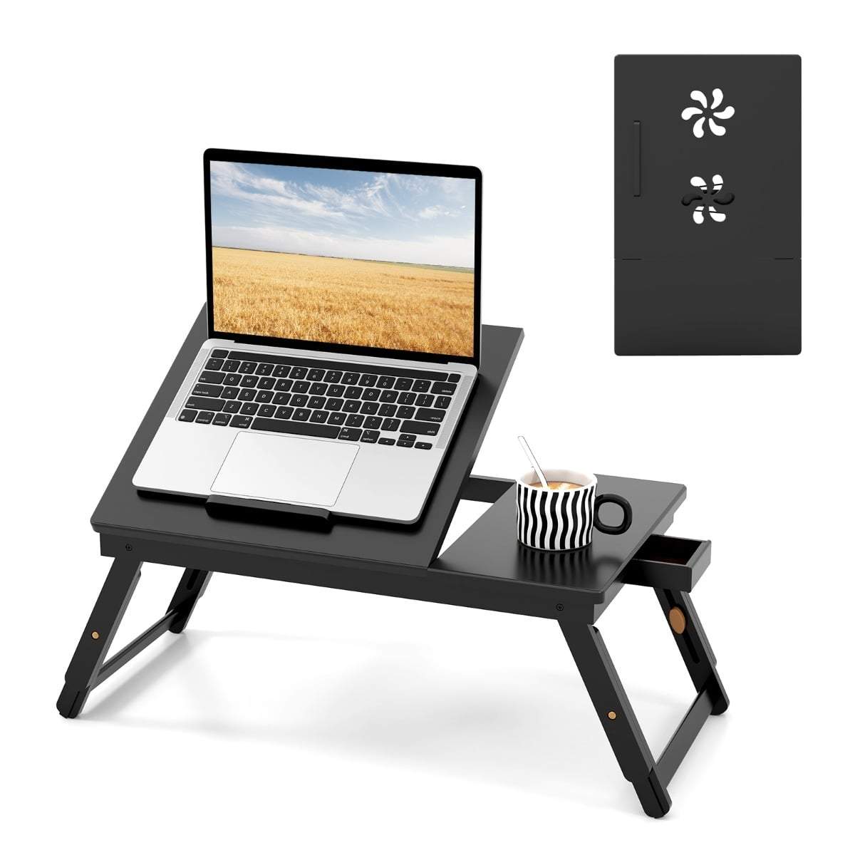 Justerbart laptopbord i bambu – hopfällbart, lutbart och ventilerat | Hem & Hobby | Pryloteket