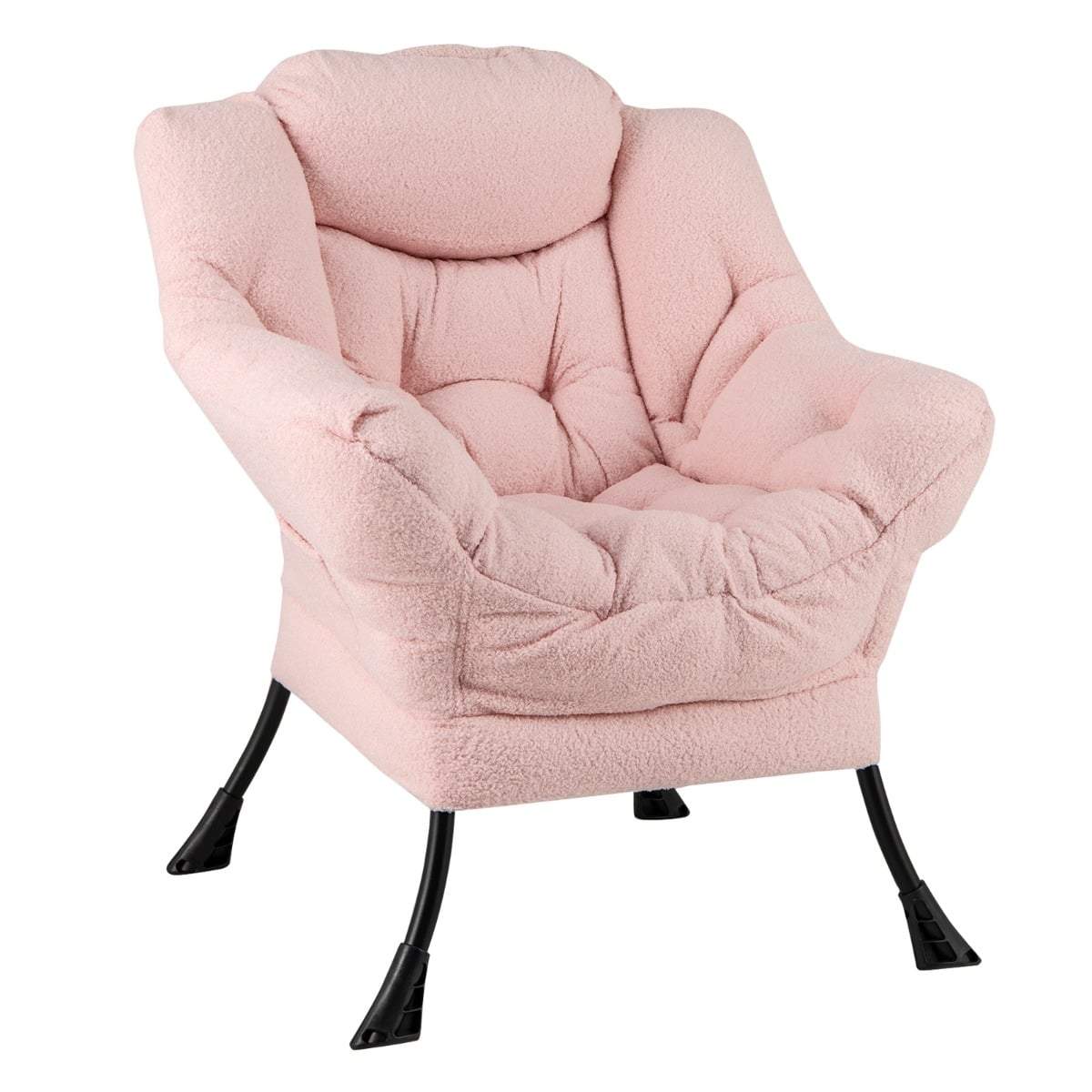 Pink Sherpa Lounge Chair med armlæn og sidelomme