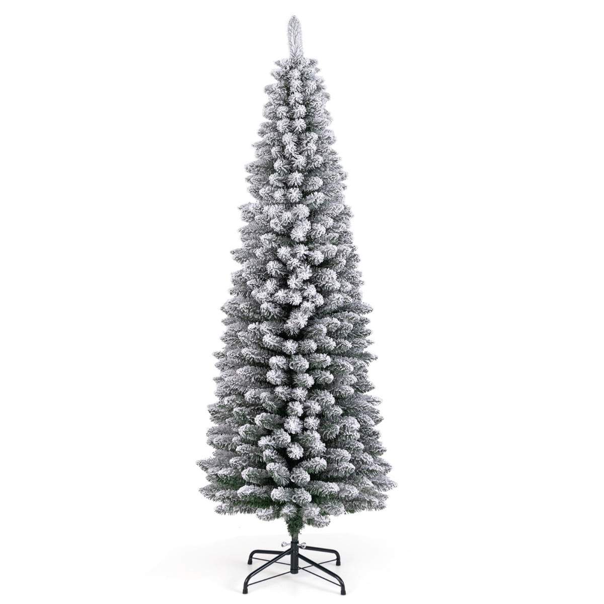 Kunstigt juletræ, snehvidt 180 cm – slank blyantform