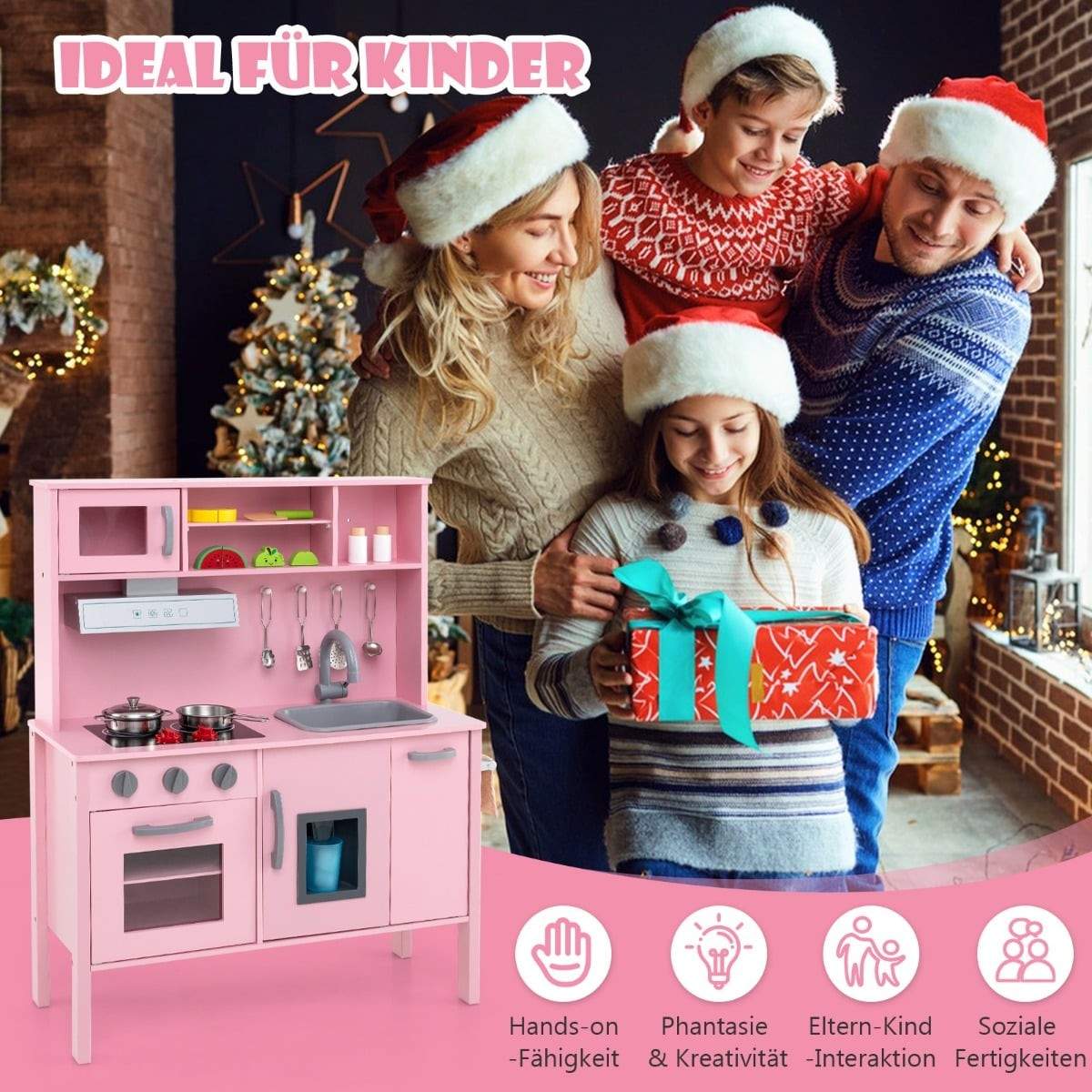 Trälekkök för barn – rosa, mikrovågsugn ingår | Hem & Hobby | Pryloteket