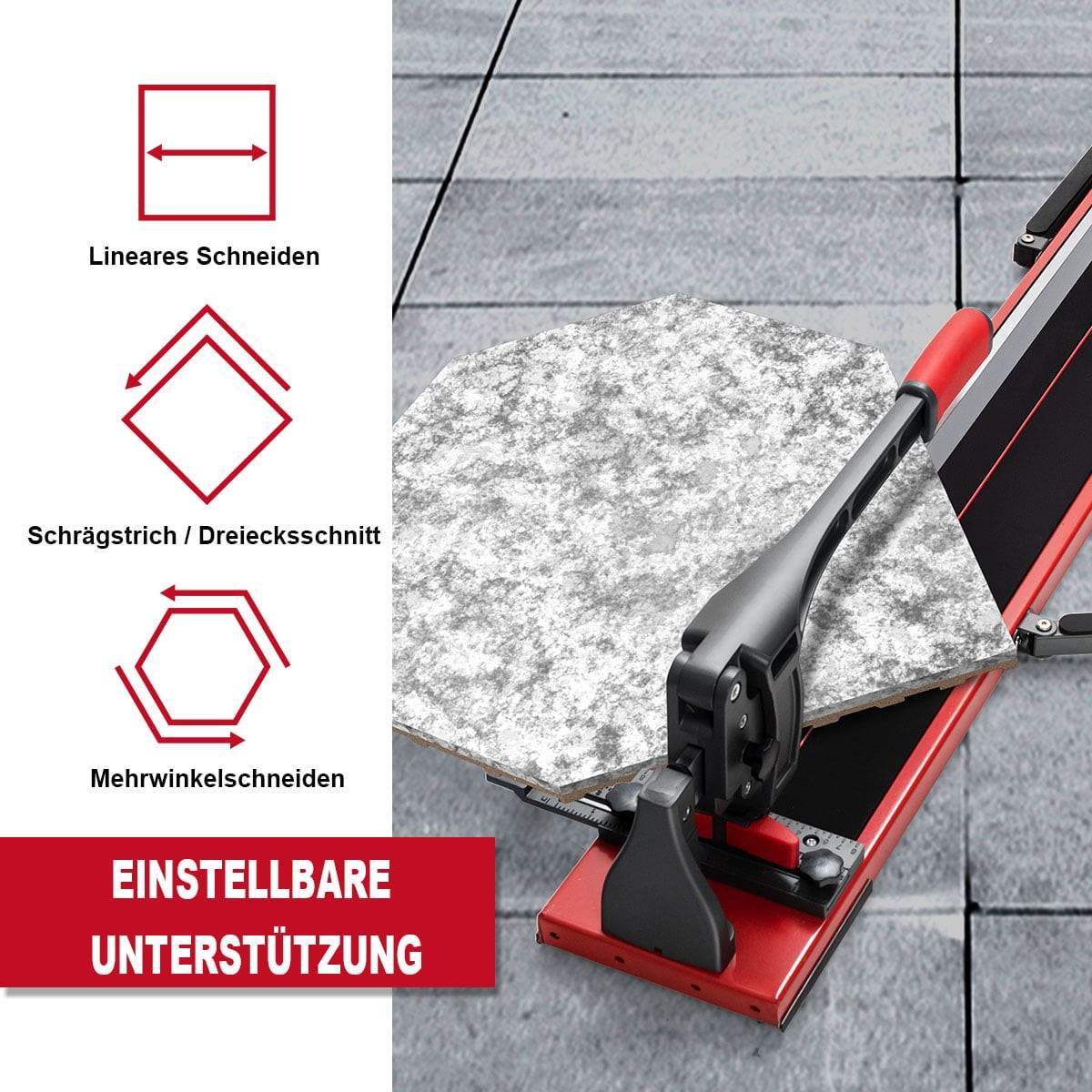 Manuel fliseskærer – 120 cm, præcisions wolframklinge