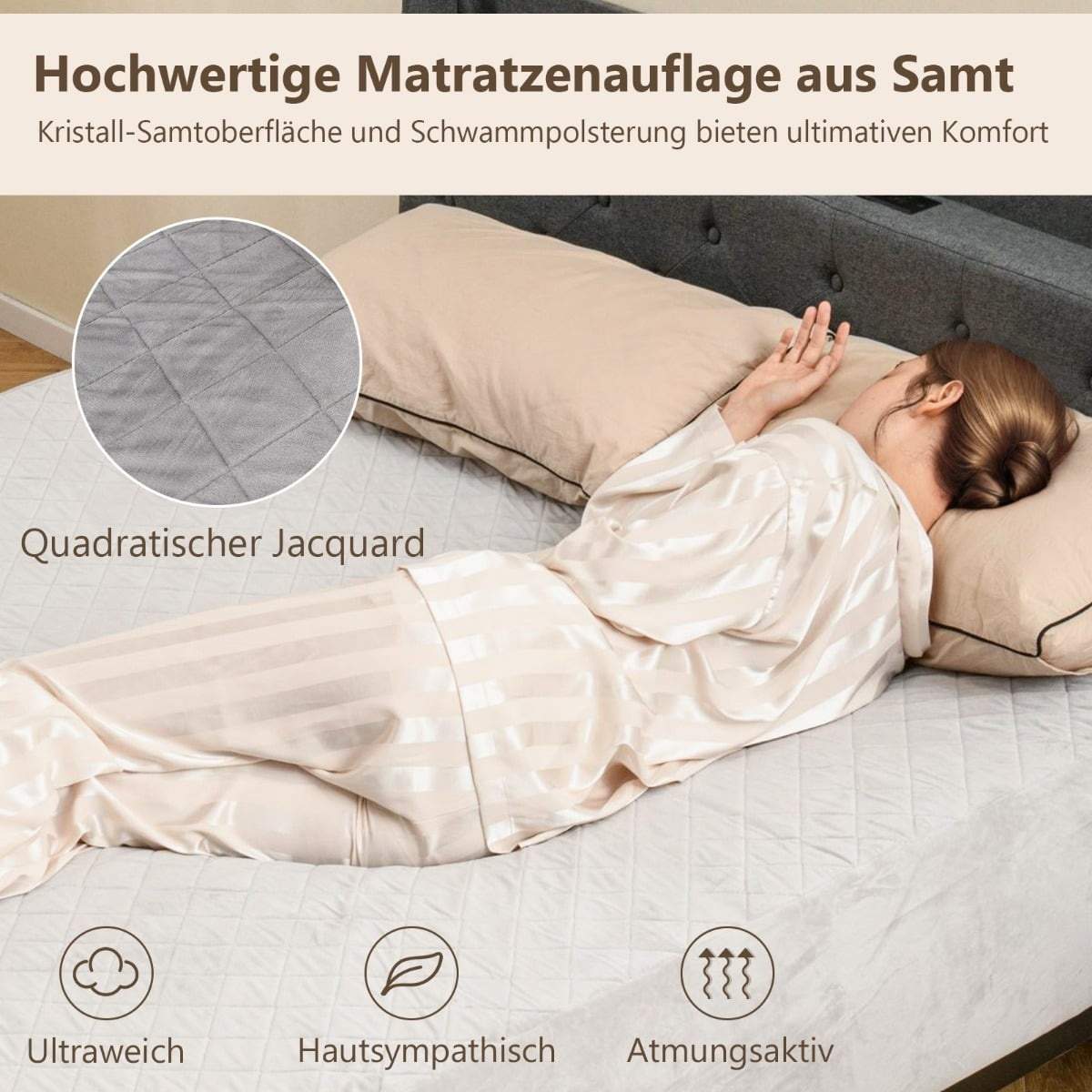 Madrasskydd – Mjuk sammet, djup ficka, 180x200 cm | Hem & Hobby | Pryloteket