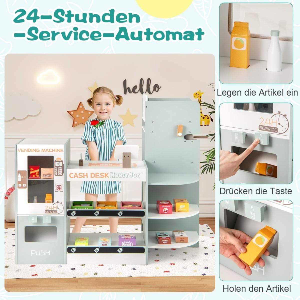 Träleksaksset med varuautomat och kassaregister | Hem & Hobby | Pryloteket