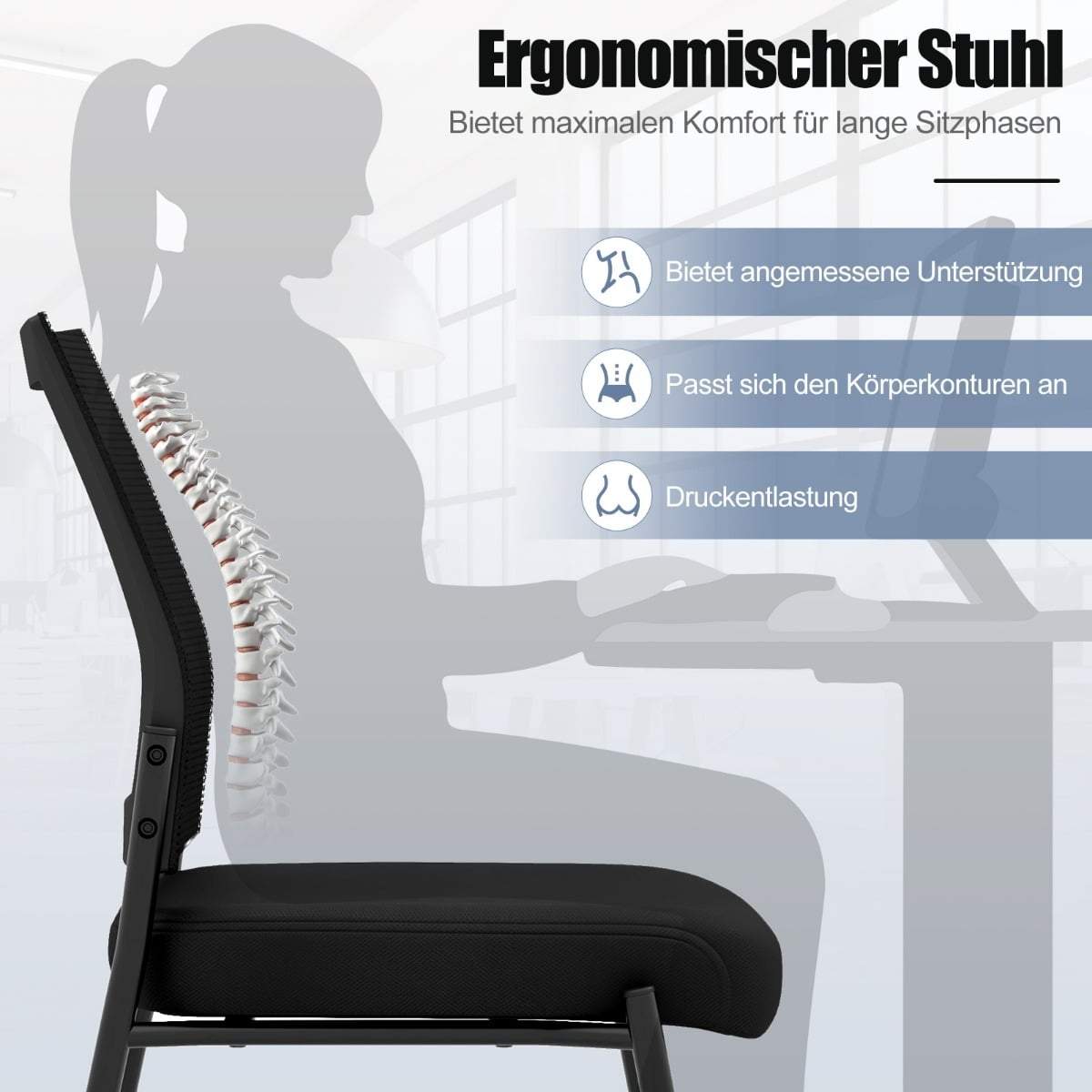 Stapelbara kontorsstolar med hjul – Set om 2, svarta | Hem & Hobby | Pryloteket