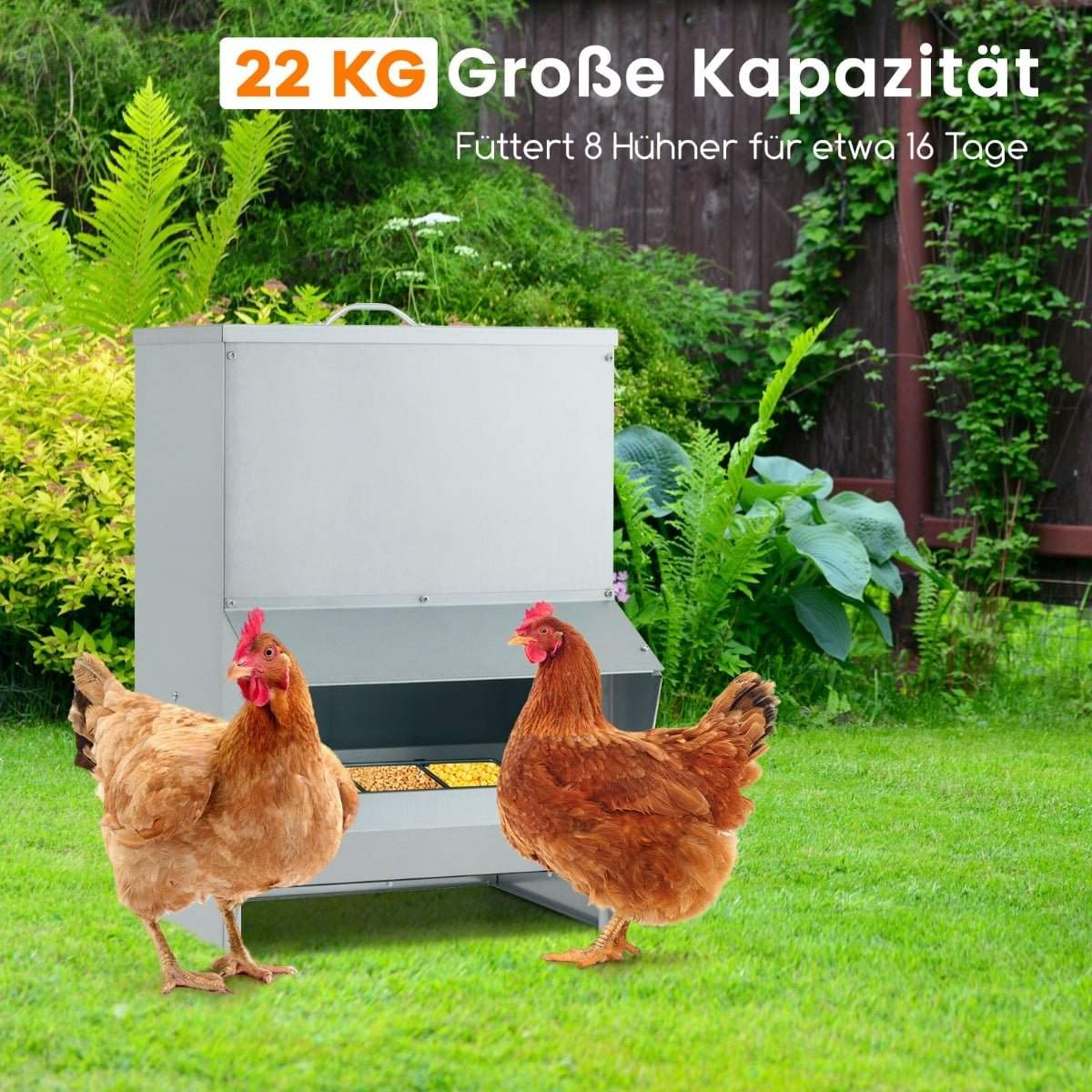 22 kg galvaniserad utfodringsautomat för fjäderfä – väggmonterad, automatisk utmatare | Hem & Hobby | Pryloteket