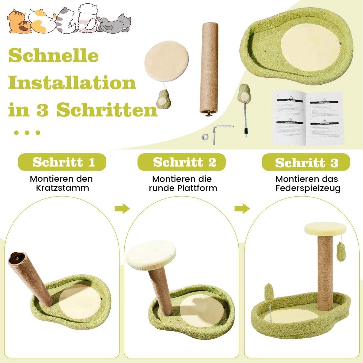 Kradsetræ med jutestolper, avocadodesign, 50 cm højt