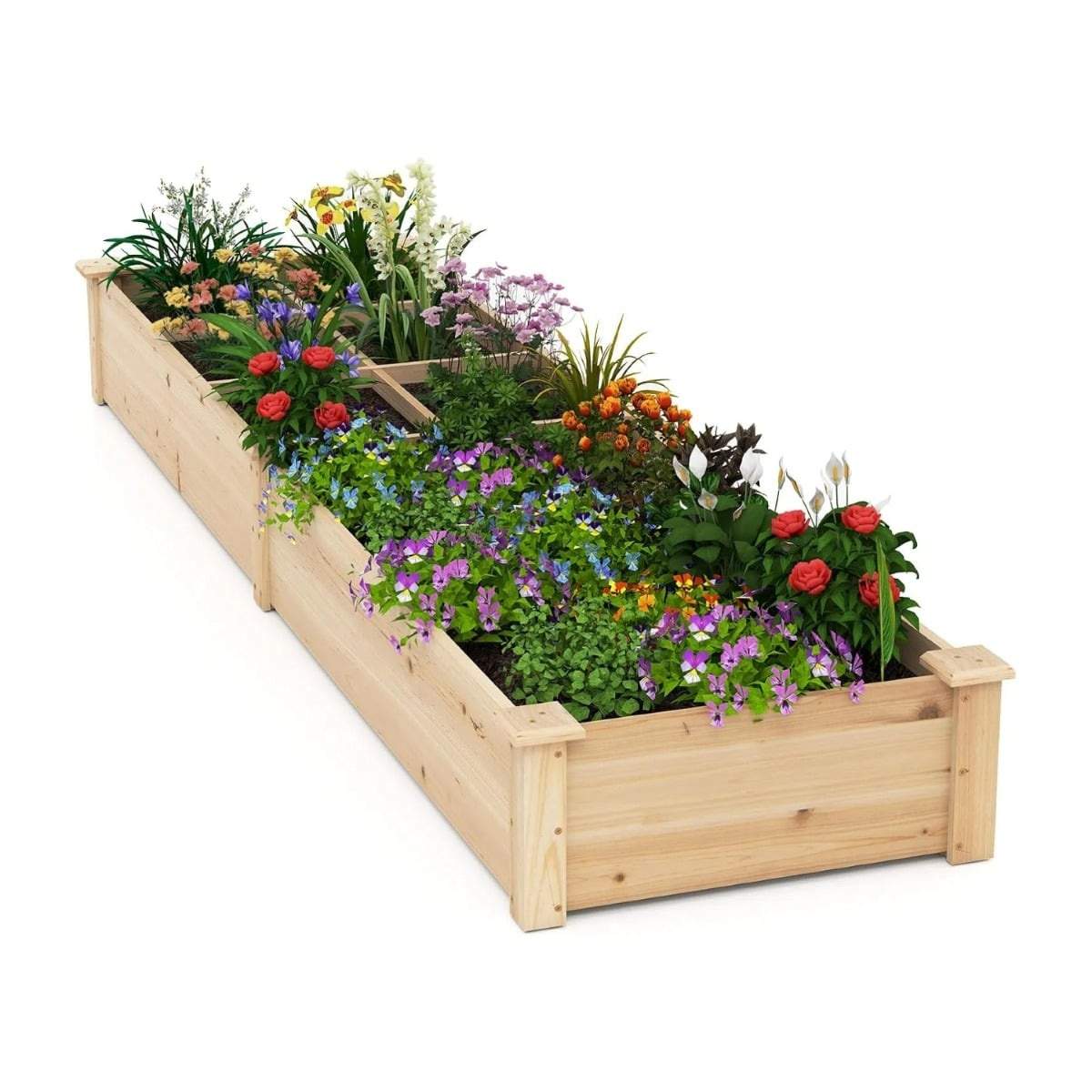 Højbed i træ med 2 plantekasser og skillevægge
