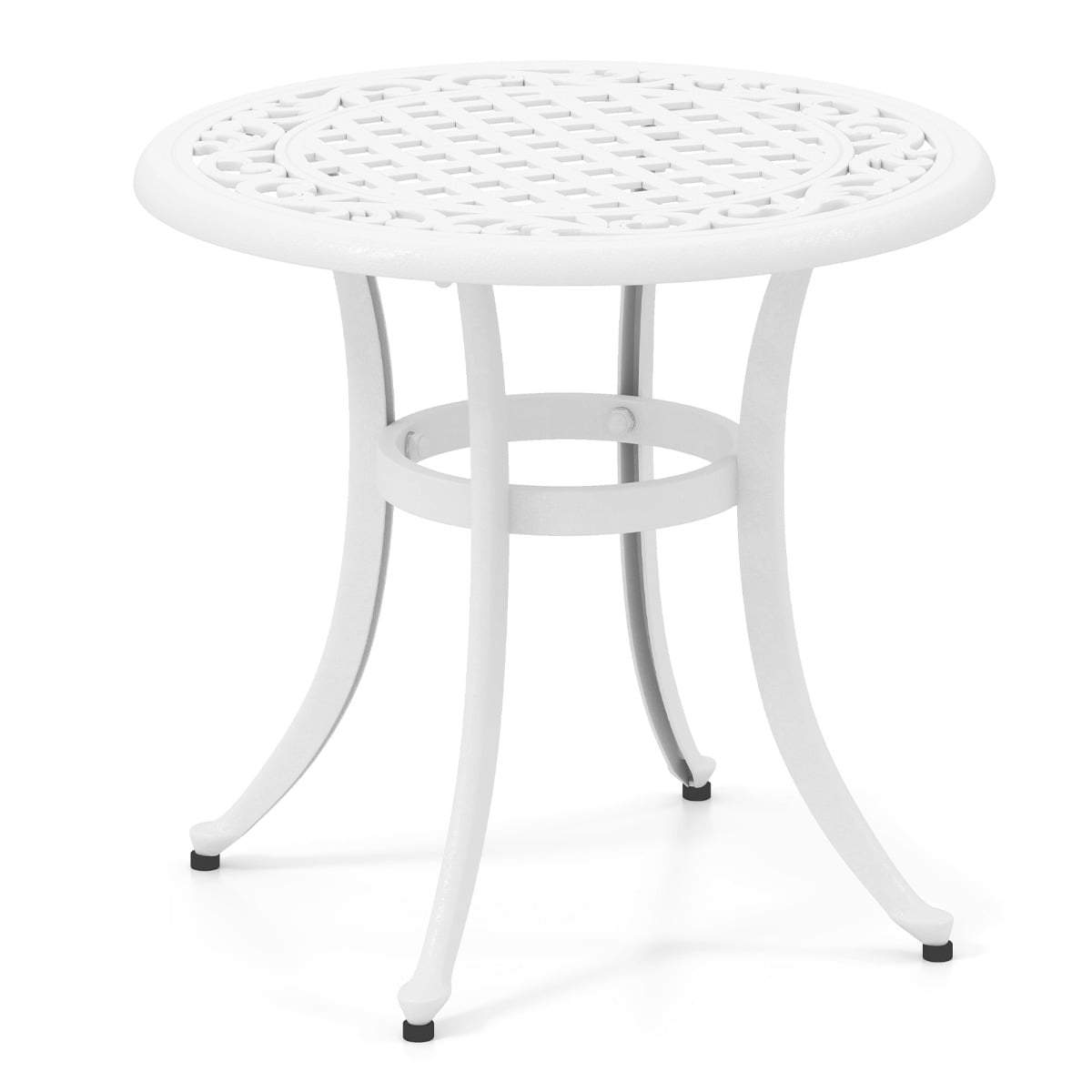 Rundt havebord i støbt aluminium – justerbare fødder, 60 cm