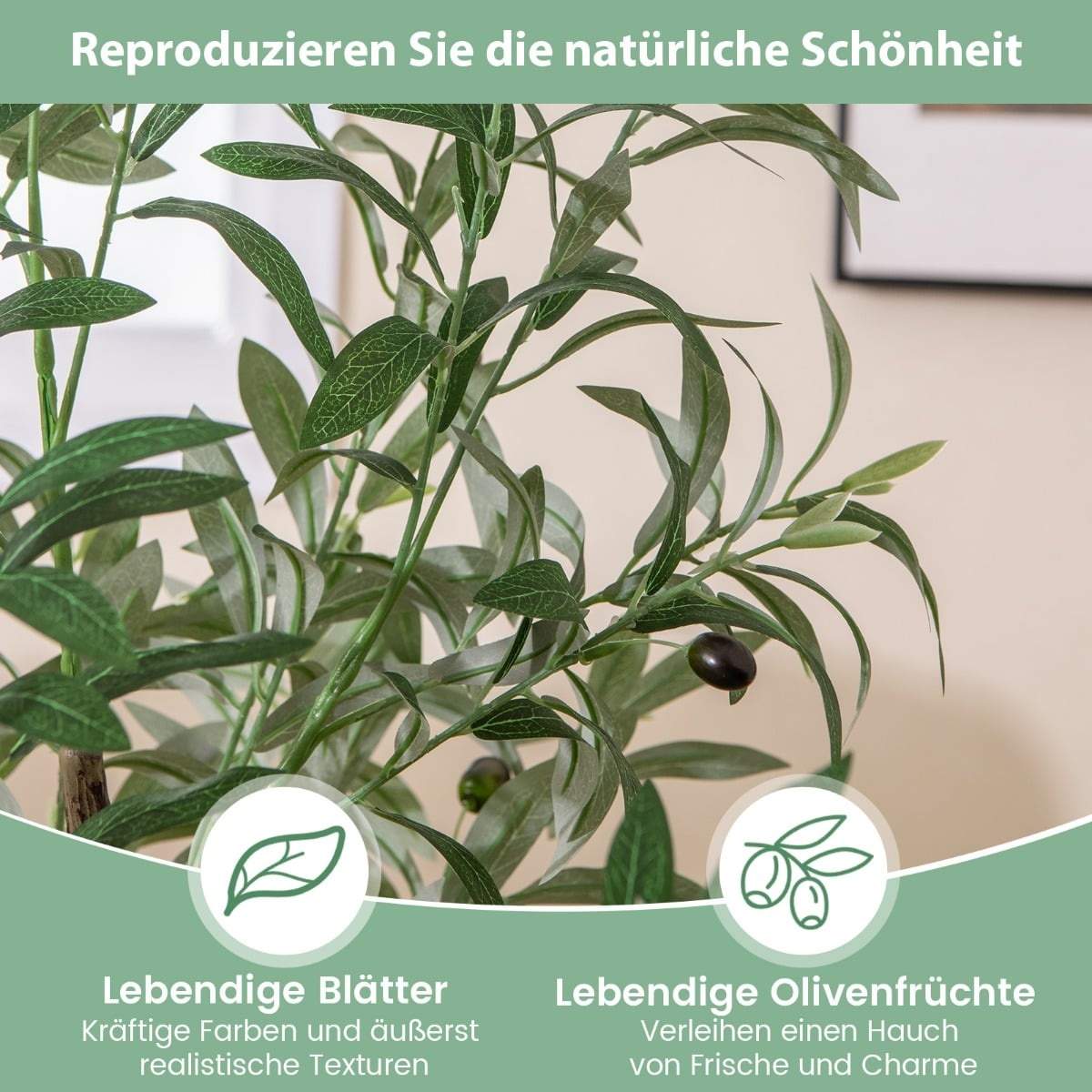 Kunstigt oliventræ, 130 cm – Realistisk og vedligeholdelsesfrit