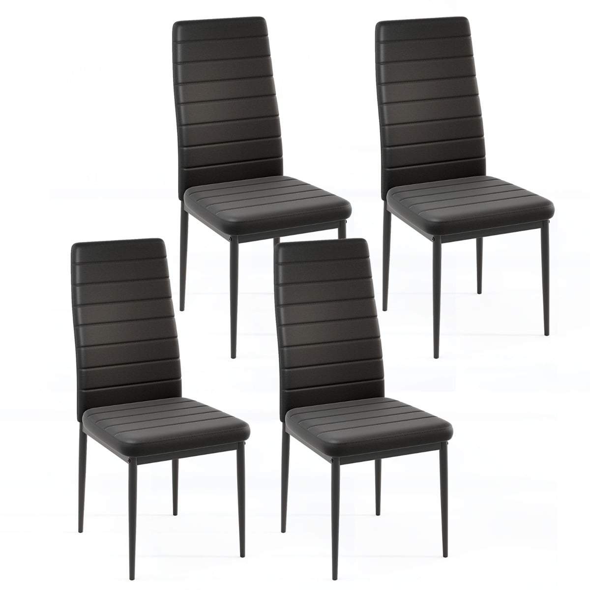 Spisestolesæt med 4 – Kunstlæder, Høj Ryg, Nem Montering