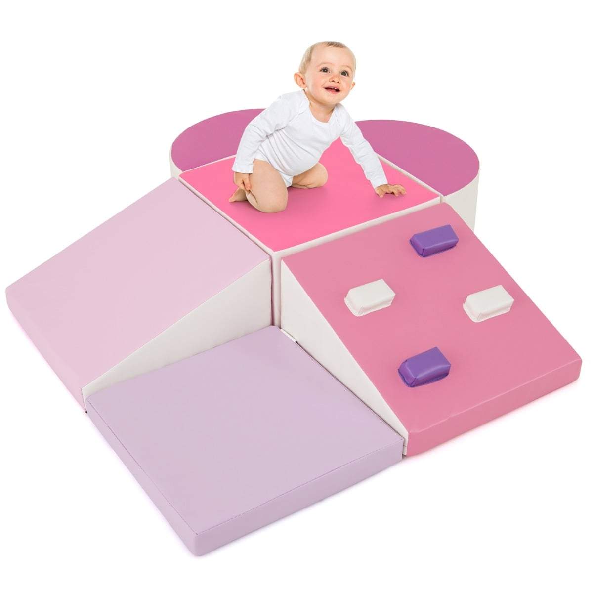 Børnesæt med skumklatreklodser – 6 dele, lyserød