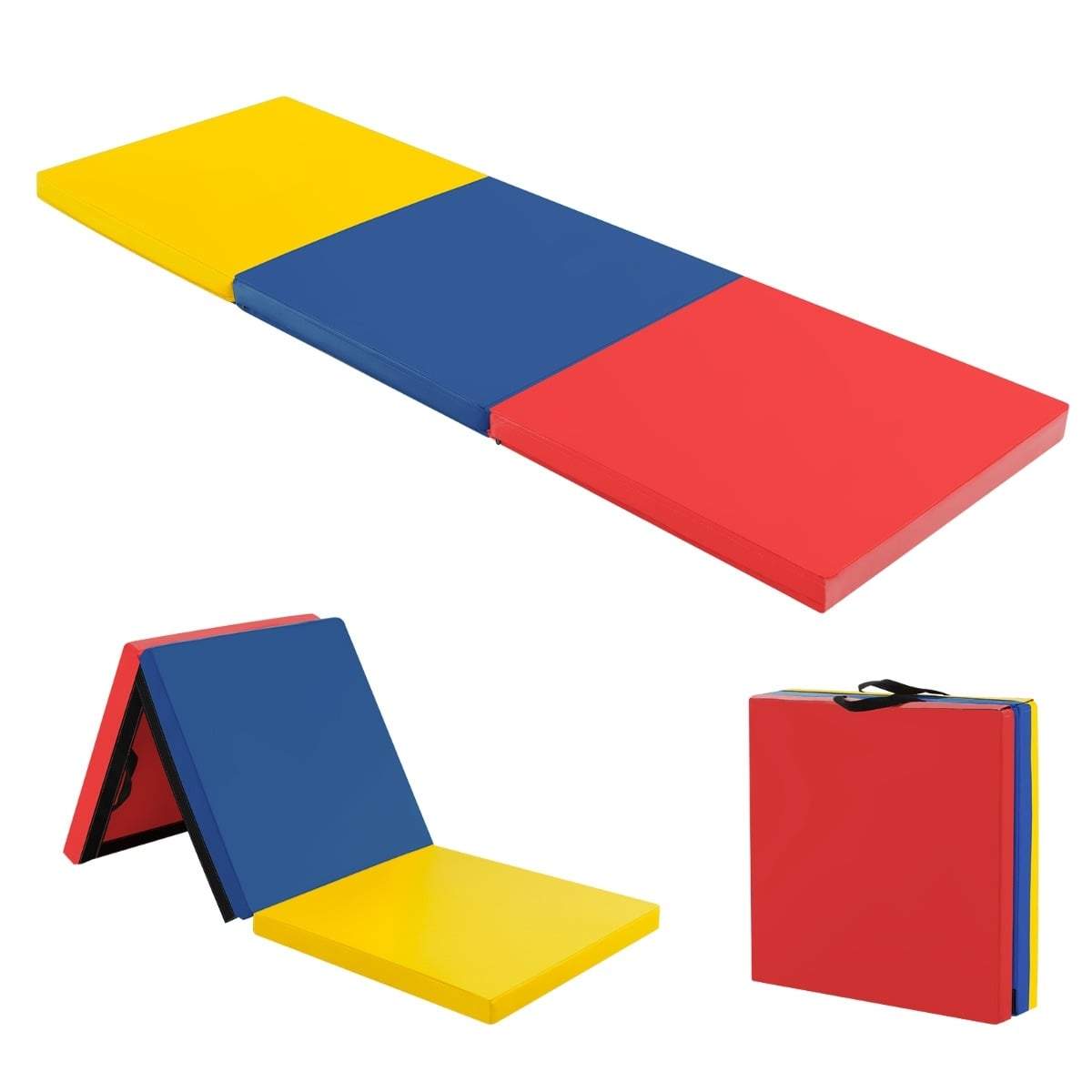 Sammenklappelig gymnastikmåtte med håndtag – skridsikker, vandtæt, 180x60 cm