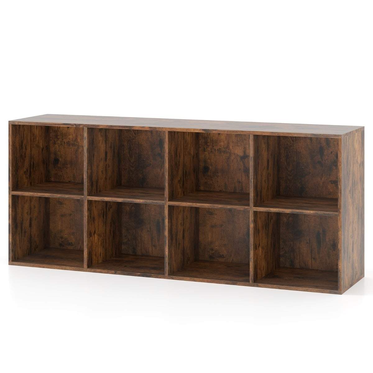 8-kubers bogreol – rustik brun, væltesikker, nem adgang