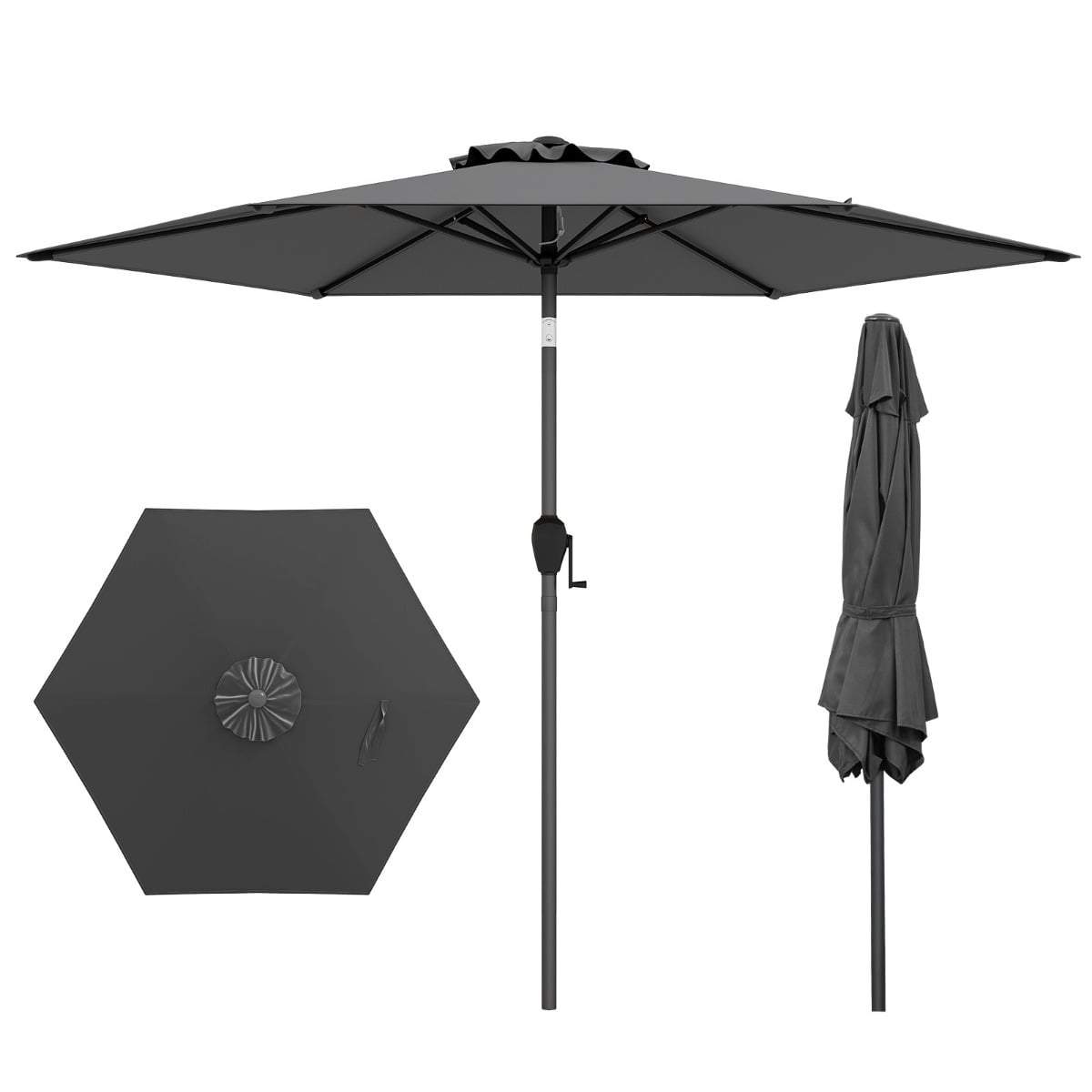 Terrasseparasol 230 cm – Vip- og drejefunktion, ventileret skygge