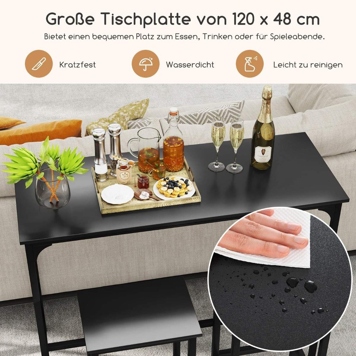 Industriell matgrupp i bänkhöjd – bord och 2 pallar, svart | Hem & Hobby | Pryloteket