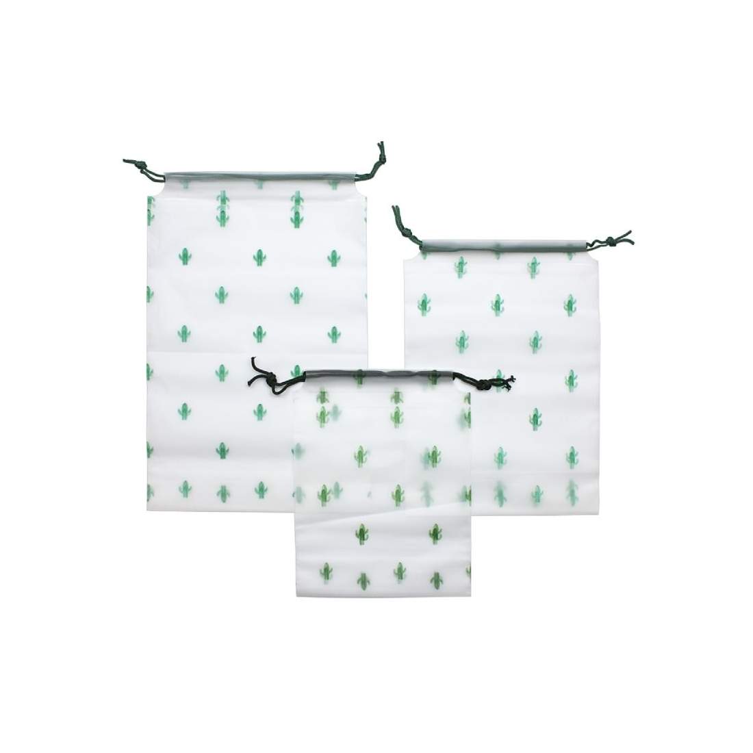 Förvaringspåsar i 3-pack, Kaktus | Hälsa & Skönhet - Smink & Tillbehör - Sminktillbehör - Sminkväskor | Pryloteket