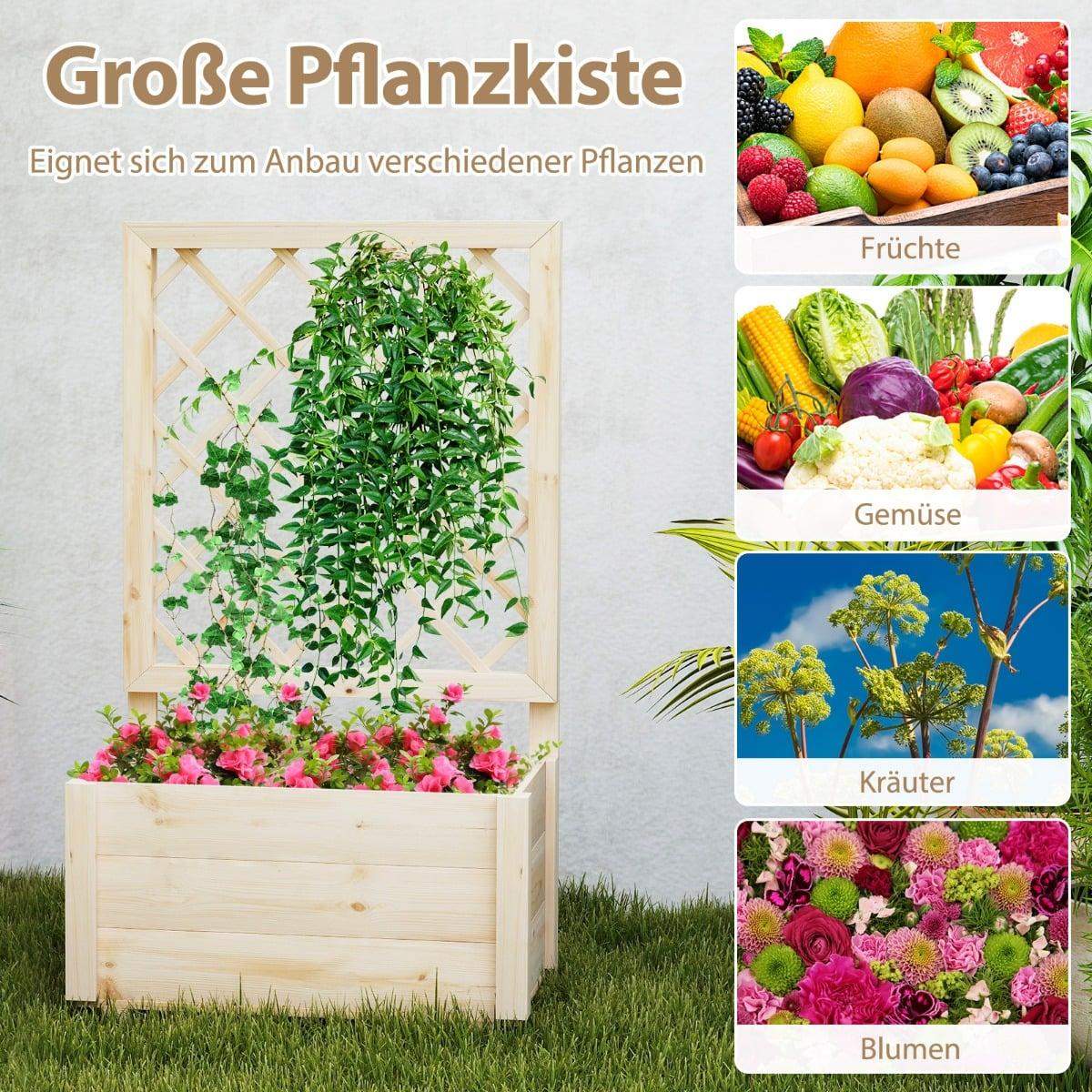 Træplantekasse med espalier – 58x35x101 cm, Dræning