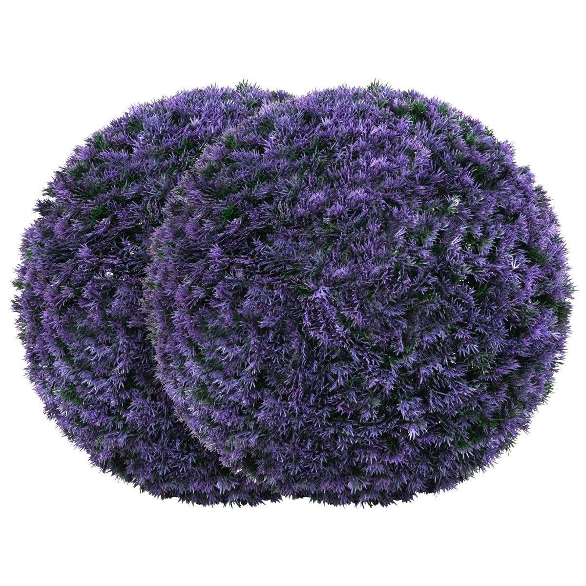 Kunstige lavendelkugler – UV-resistente, 38 cm, sæt med 2