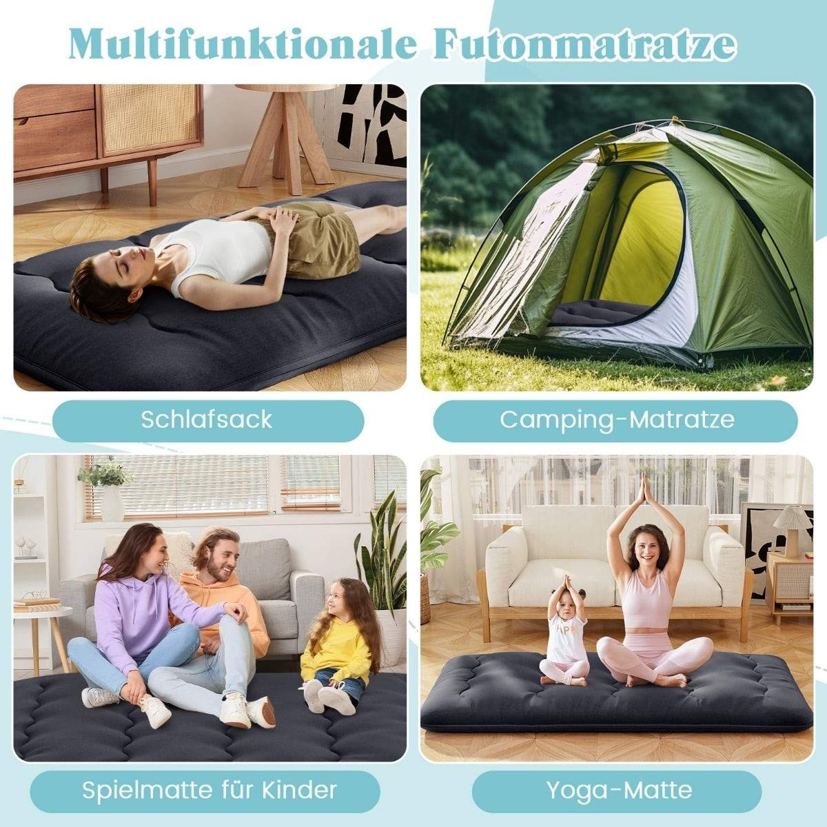 Japansk futonmadras – vaskbart betræk, bærbar, 90x200 cm