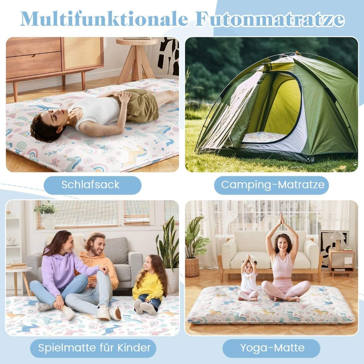 Japansk futonmadras med vaskbart betræk – 140x200 cm