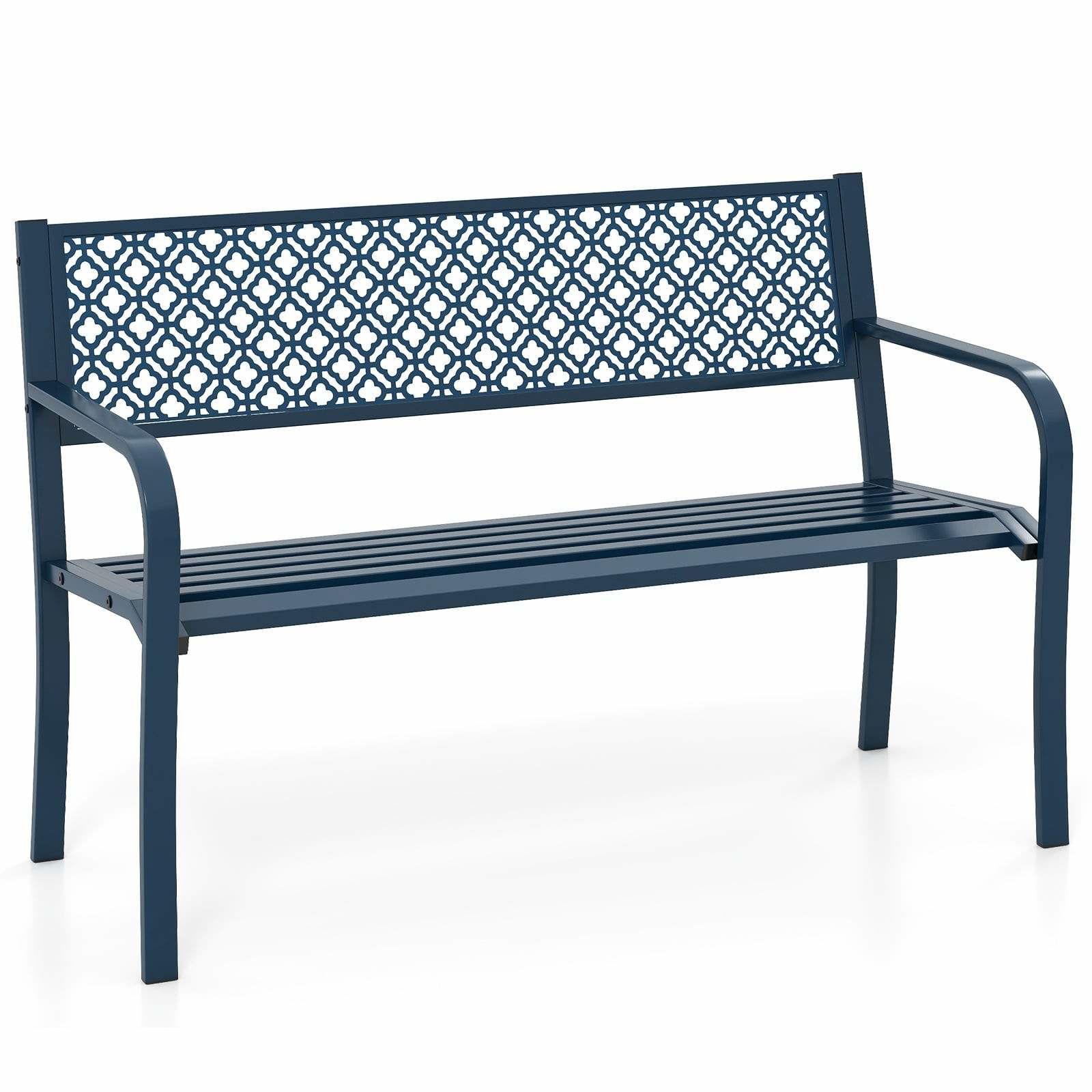 Metal havebænk – 2-3 sæder, 360 kg kapacitet, blå