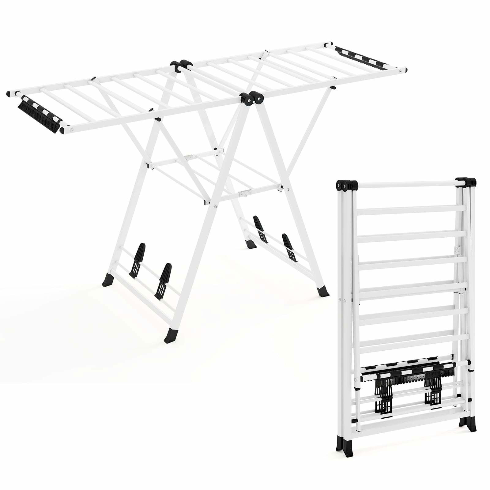 Sammenklappeligt tørrestativ – justerbare vinger, skohylde