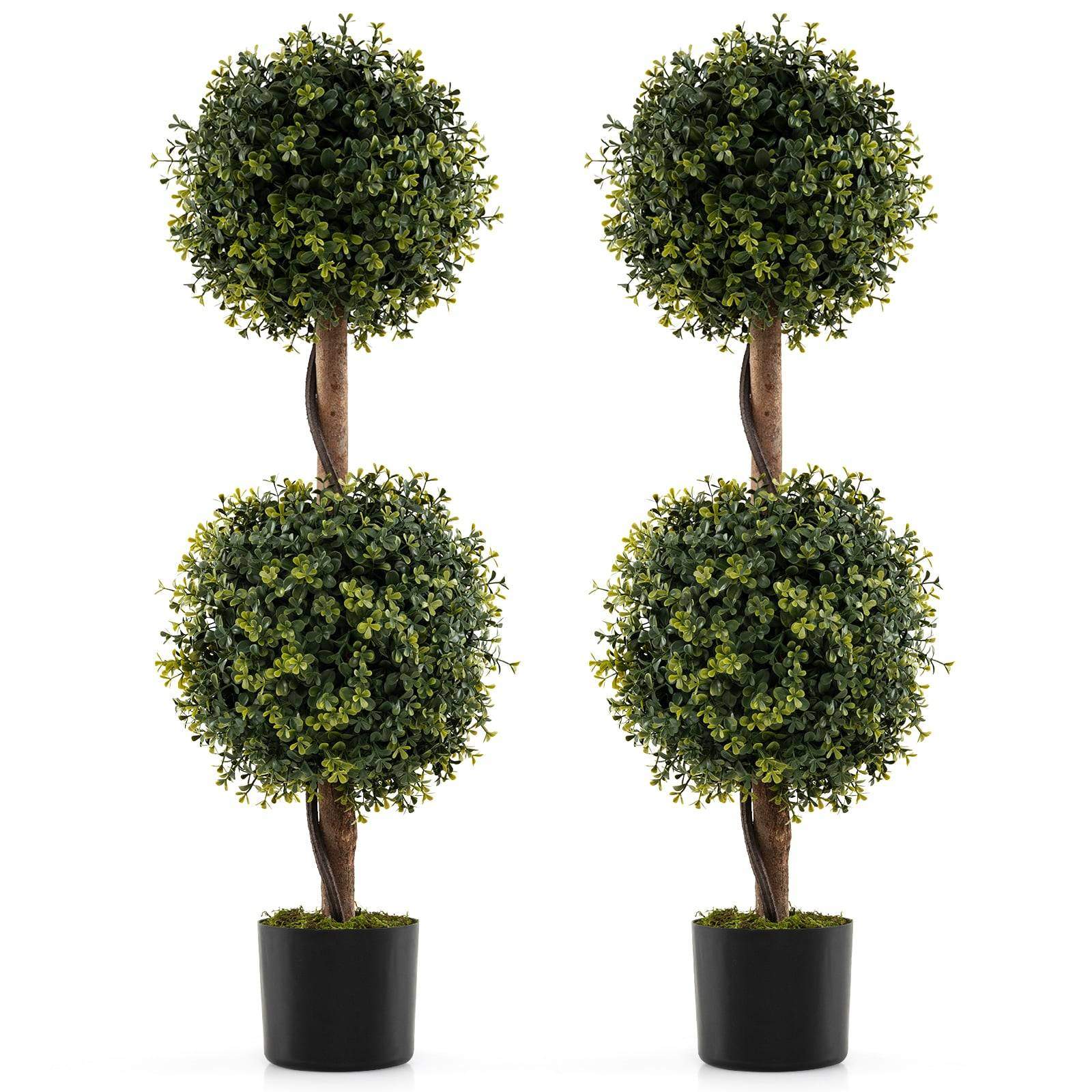 Konstgjorda buxbomträd med björkstam – Set om 2, 90 cm | Hem & Hobby | Pryloteket