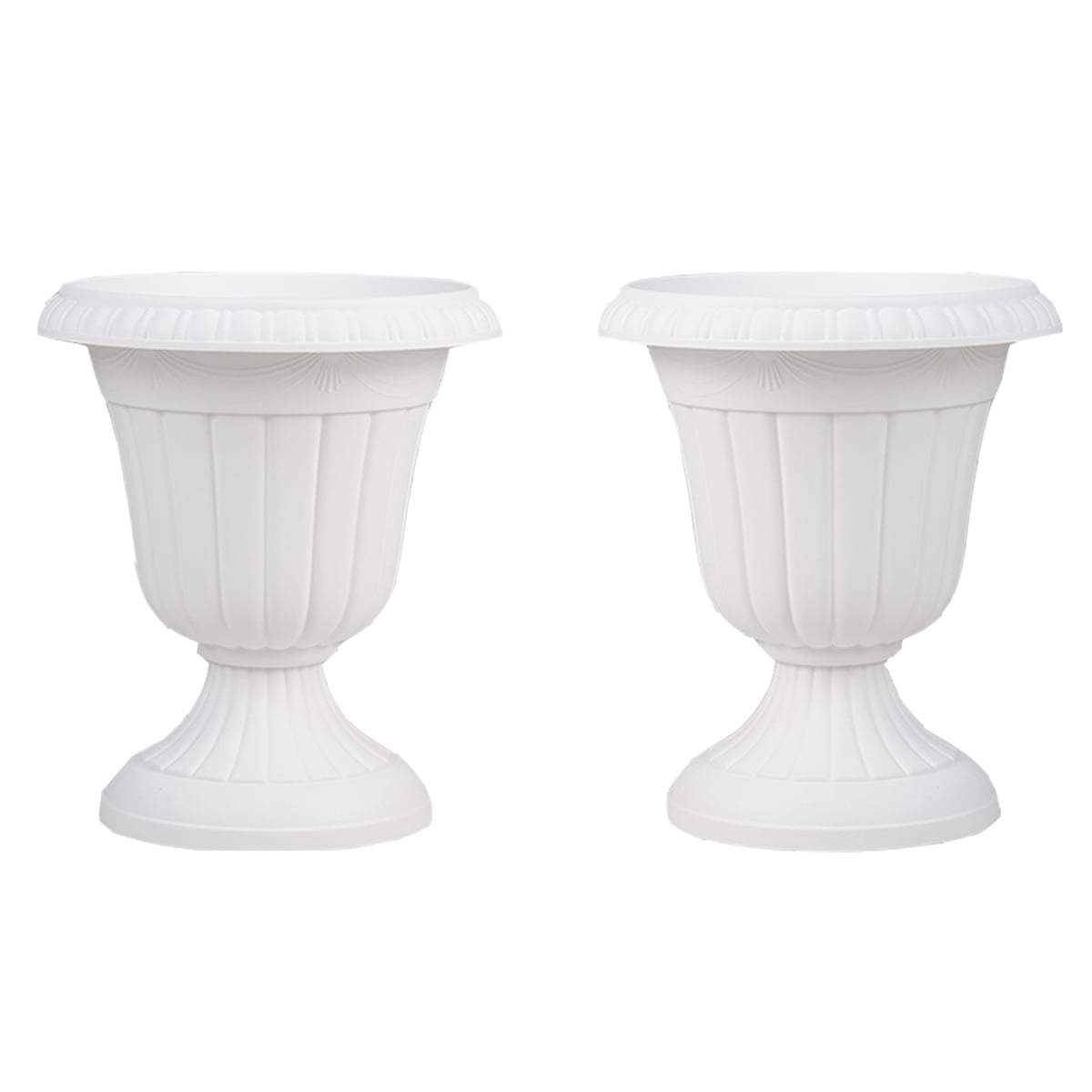 Hvide urneplanter med dræning, sæt med 2 – 46,5 cm