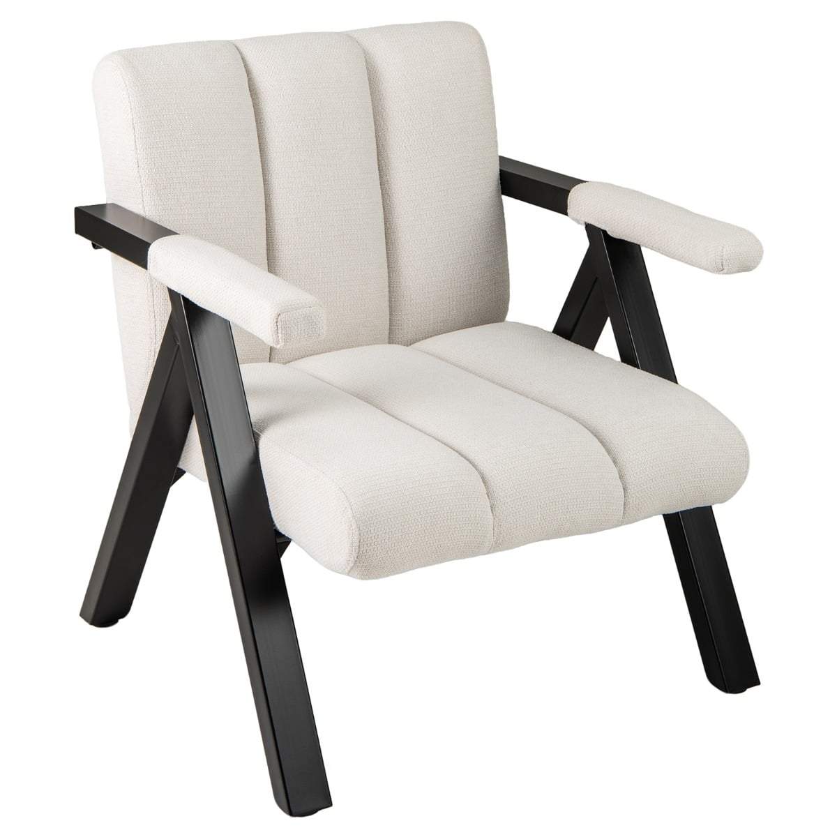 Beige lænestol med armlæn og metalstel – Overdimensioneret komfort