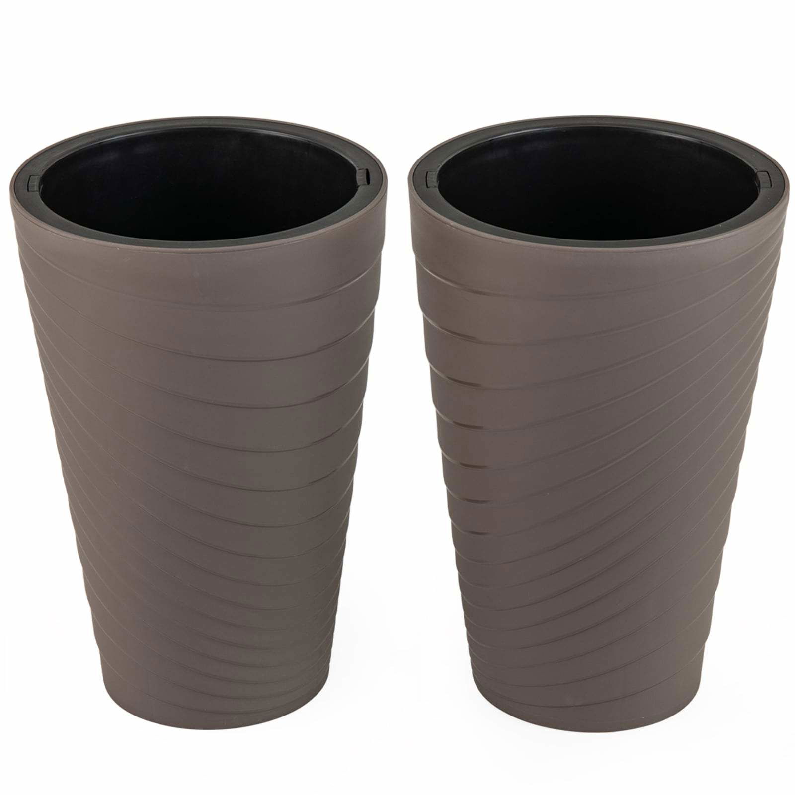 Runda krukor med dränering – 2-delat set, 45 cm, bruna | Hem & Hobby | Pryloteket