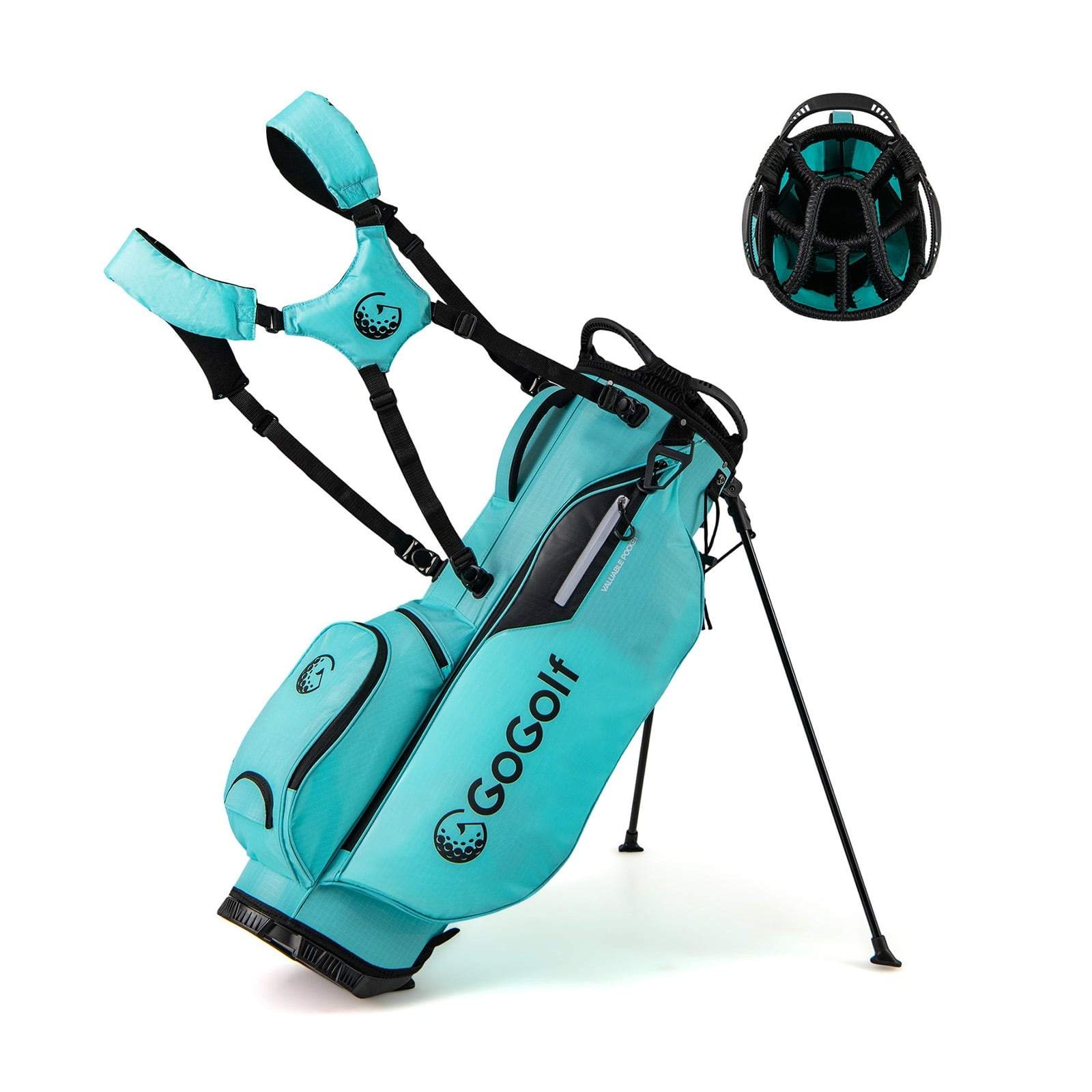 Letvægts golfstandbag – 8 rumdelere, 5 lommer, turkis