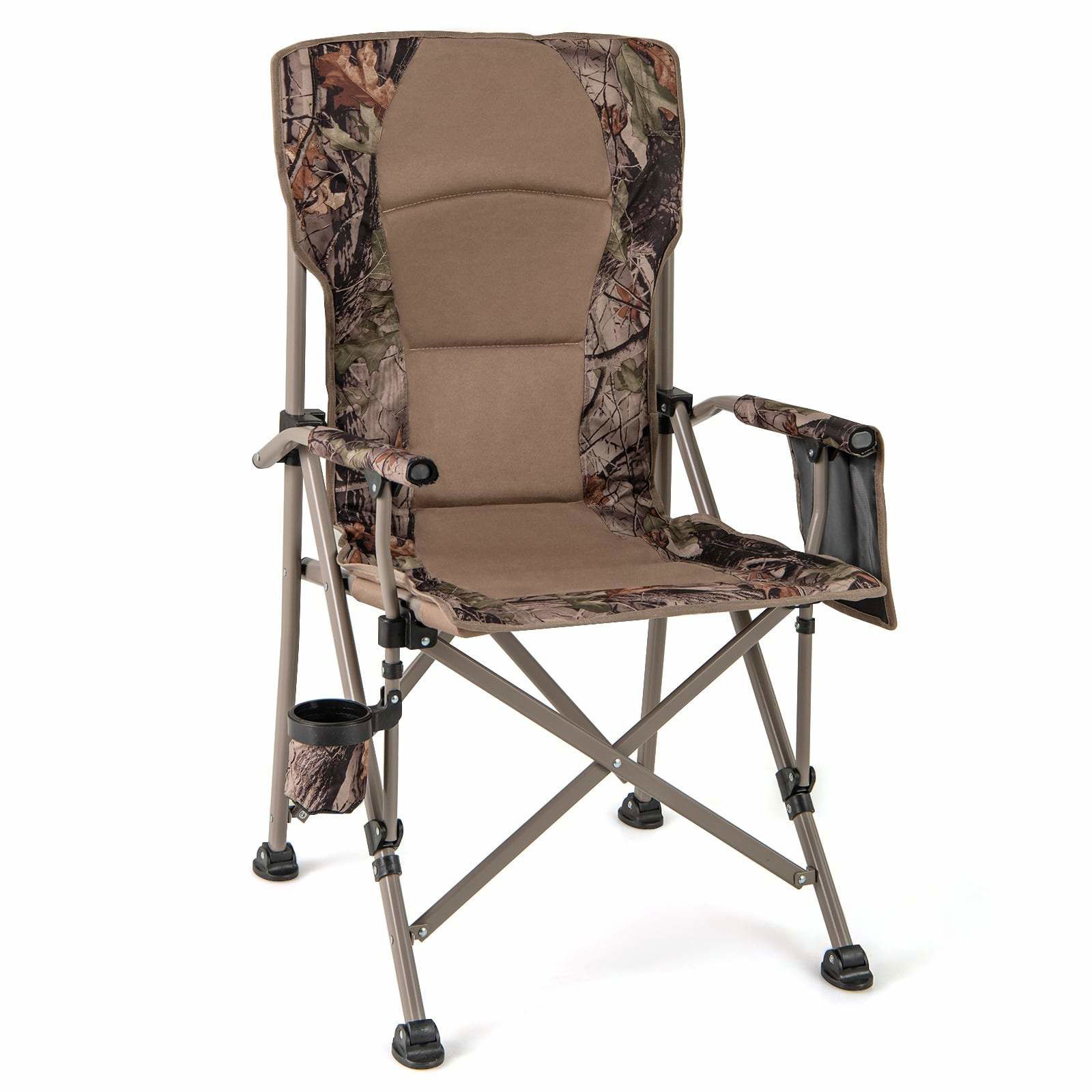 Sammenklappelig campingstol med kopholder og sidelomme