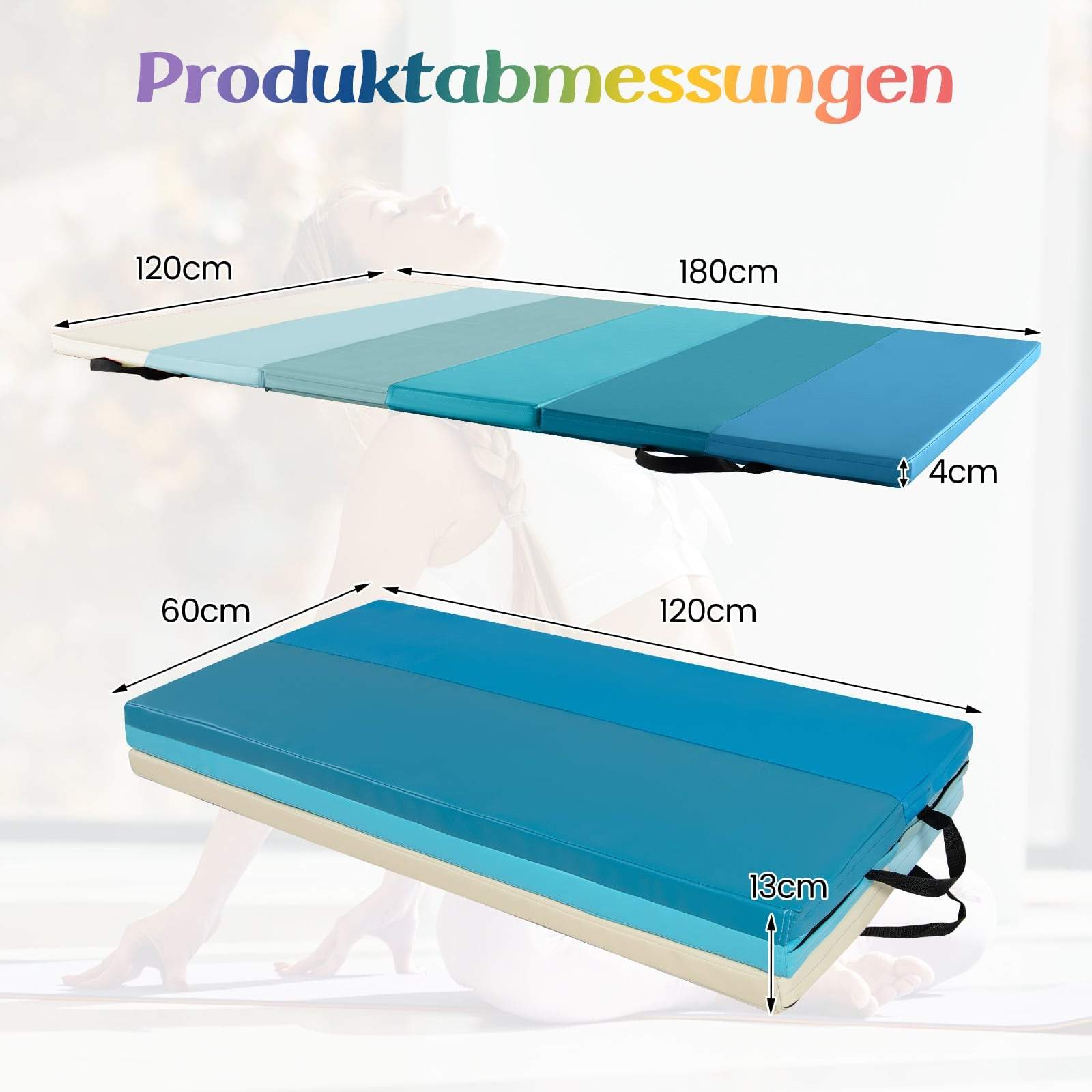 Sammenklappelig gymnastikmåtte 180x120cm – Bærbar og holdbar