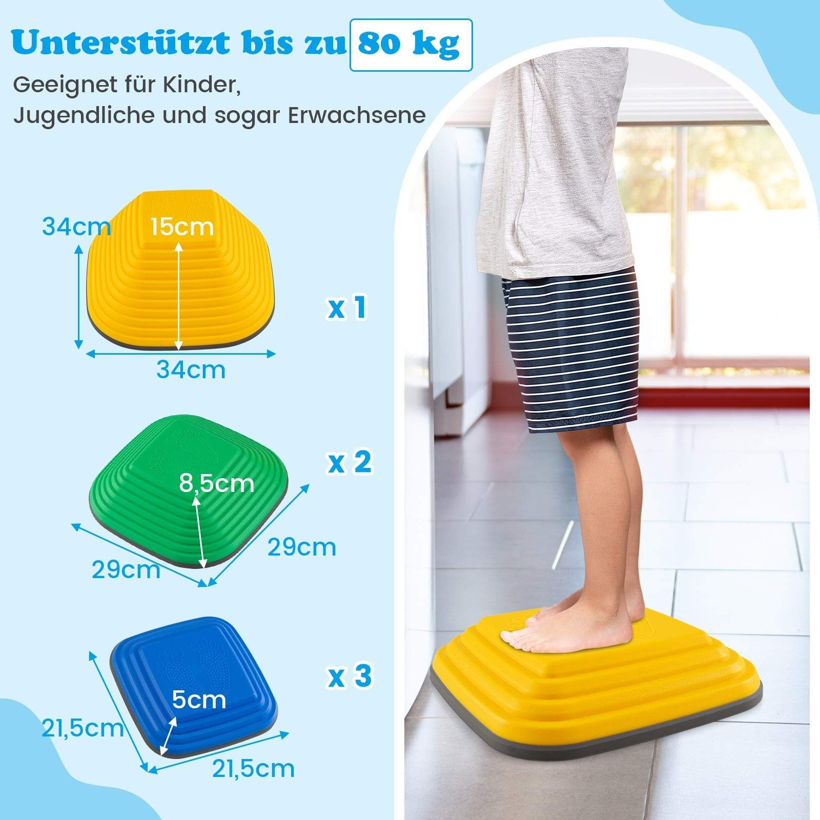 Skridsikre trædesten til børn – 80 kg kapacitet
