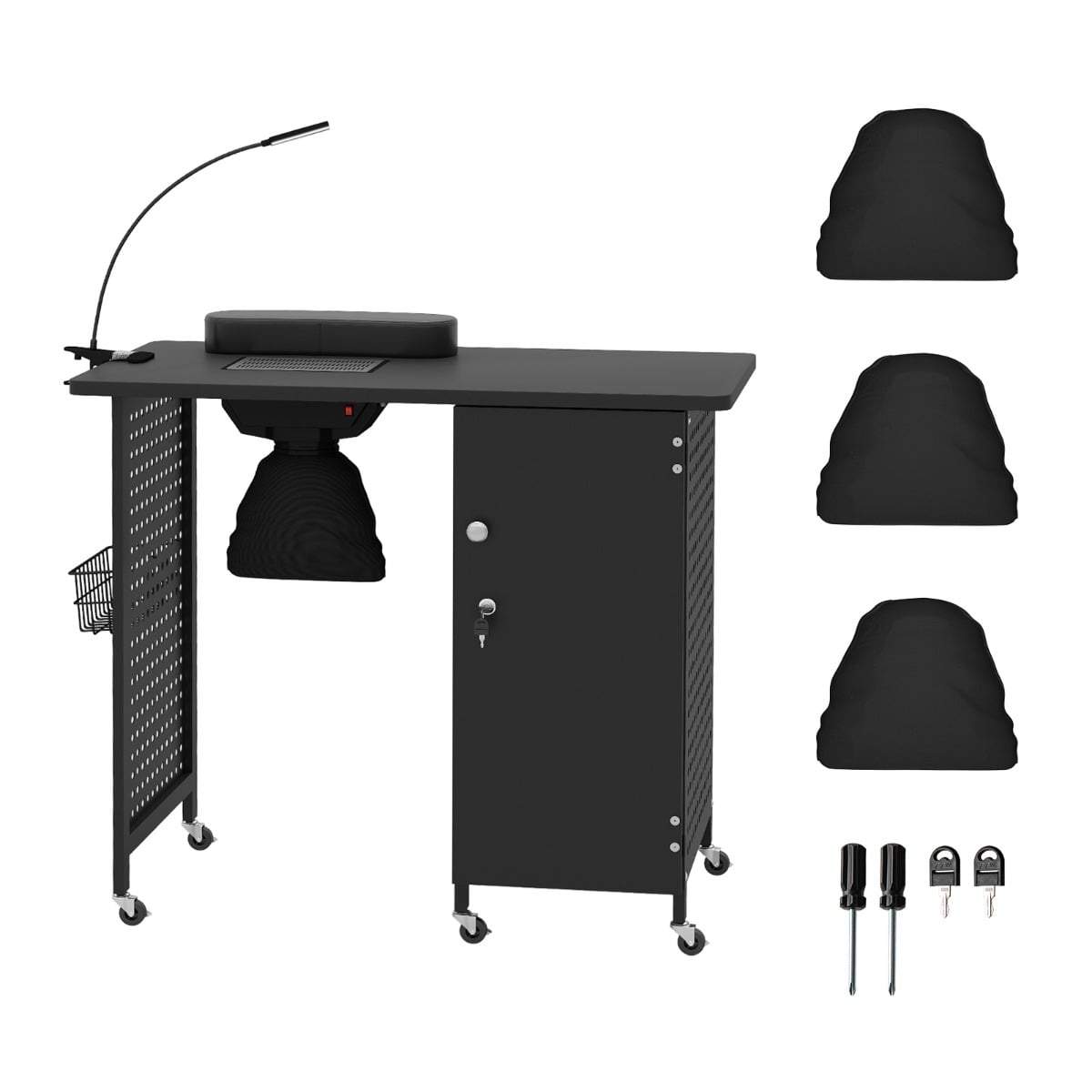 Manikyrbord med fläkt, låsbar förvaring och 6 hjul | Hem & Hobby | Pryloteket