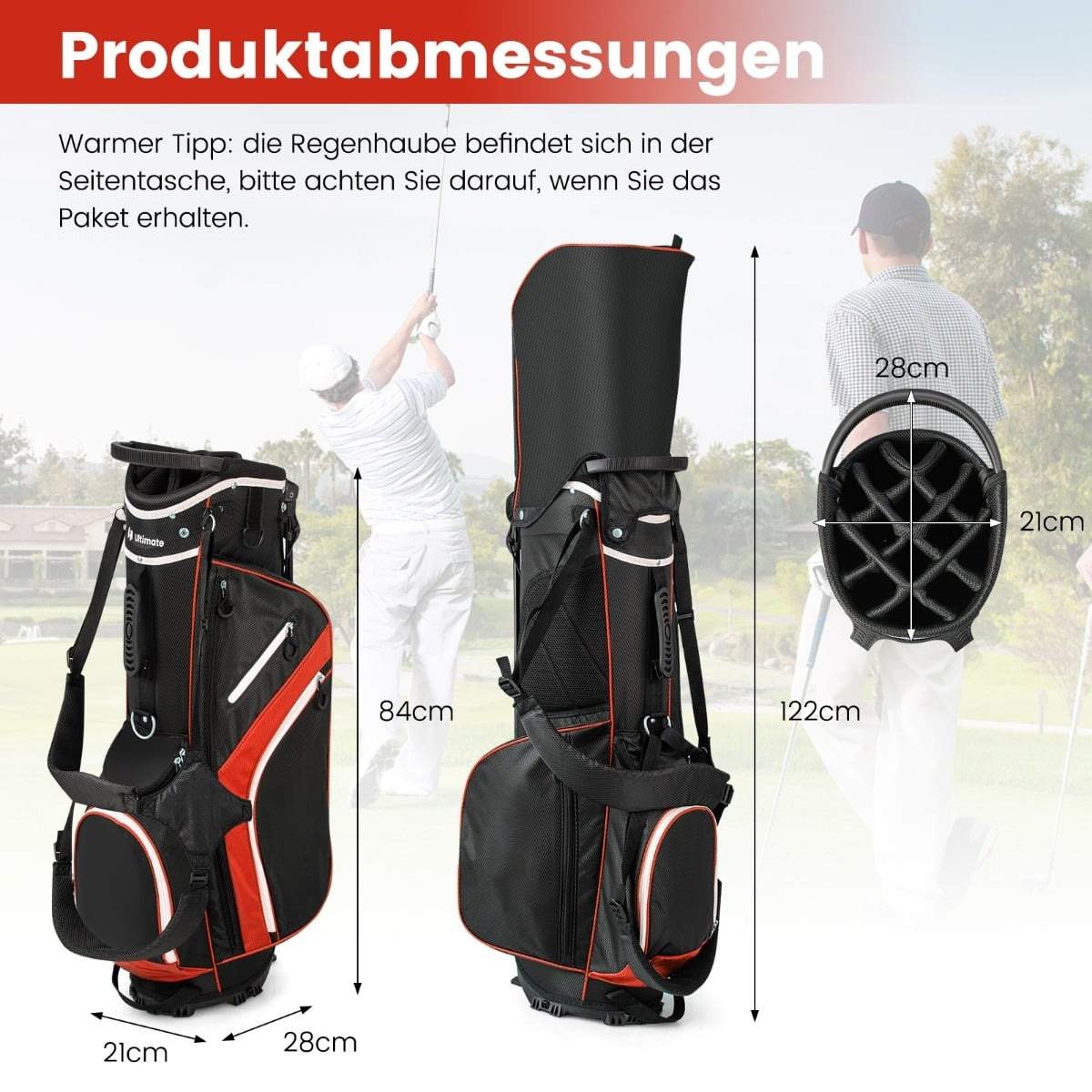 Golfbag med 14-vägs avdelare, 6 fickor och regnskydd | Hem & Hobby | Pryloteket