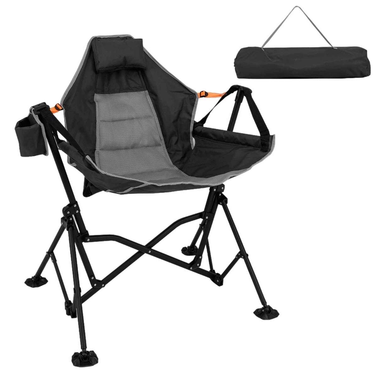 Overdimensioneret foldbar campingstol – justerbar ryglæn og kopholder