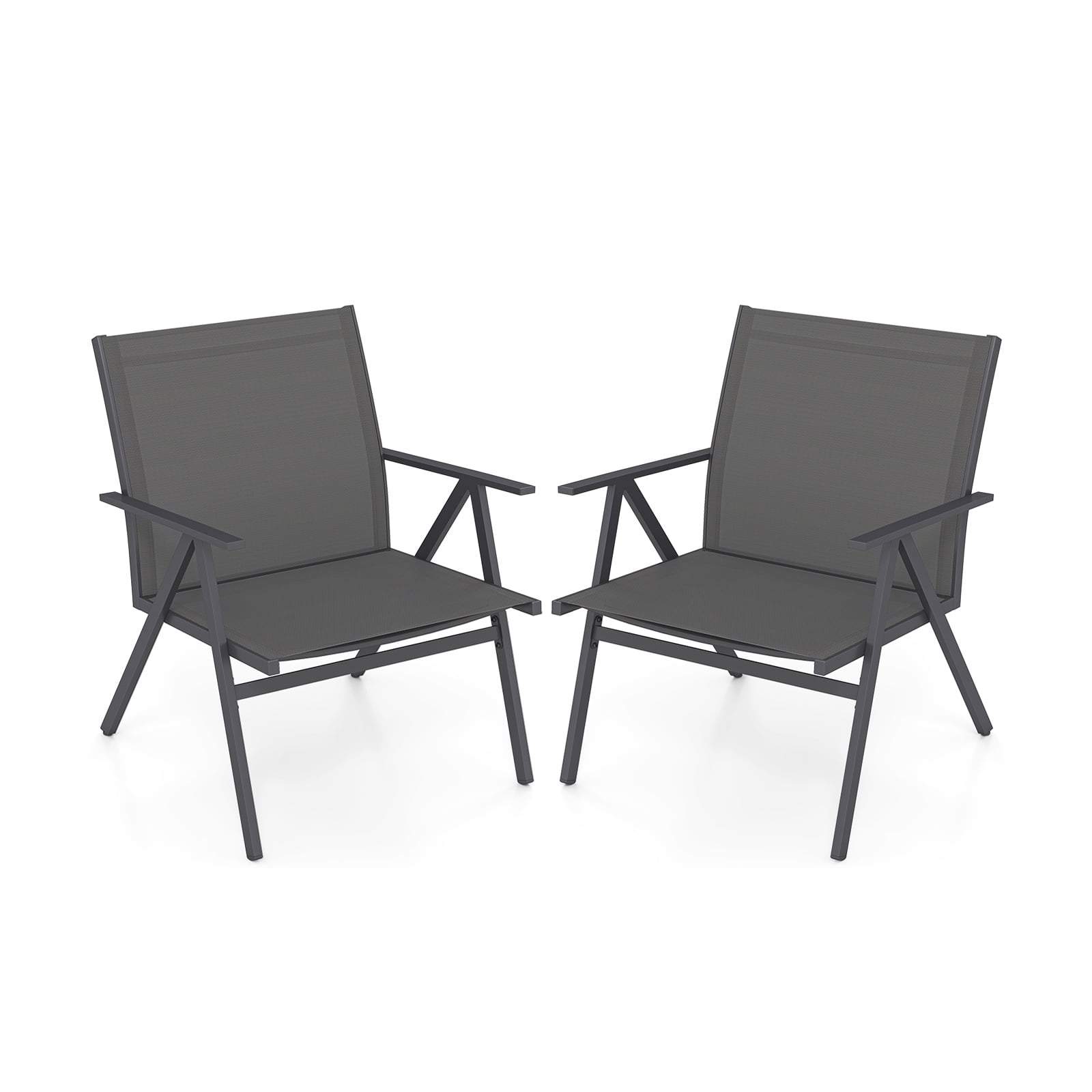 Andningsbara grå utomhusstolar – Set om 2, ergonomiska och hållbara | Hem & Hobby | Pryloteket
