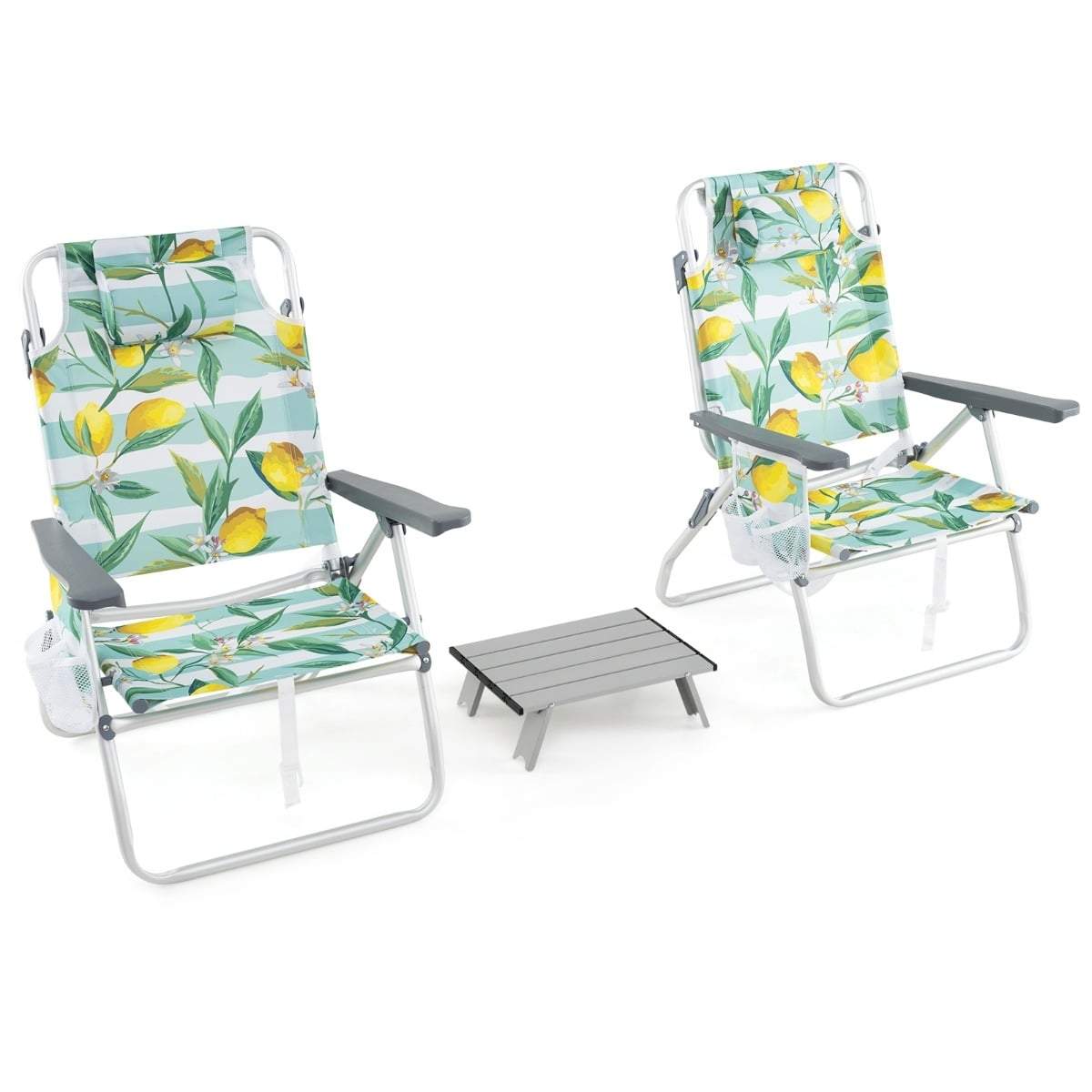 Hopfällbara strandstolar med bord – justerbar lutning, bärbara | Hem & Hobby | Pryloteket