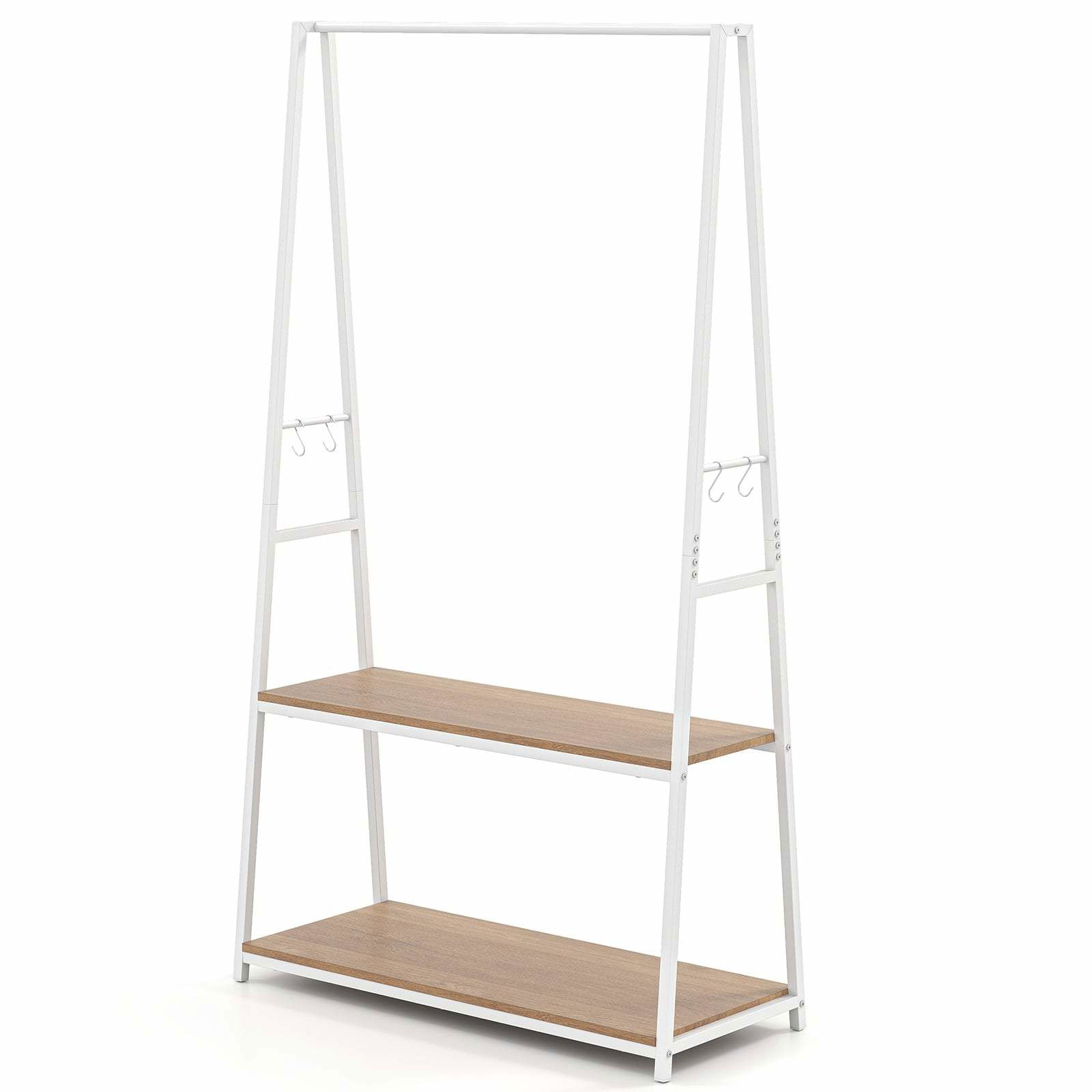Fristående klädställning med hyllor – Vit metall | Hem & Hobby | Pryloteket