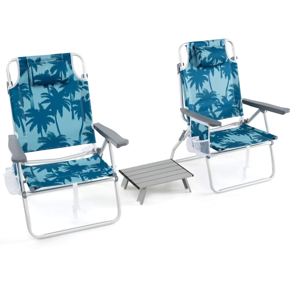 Hopfällbara strandstolar med bord – justerbar lutning, lättviktiga | Hem & Hobby | Pryloteket