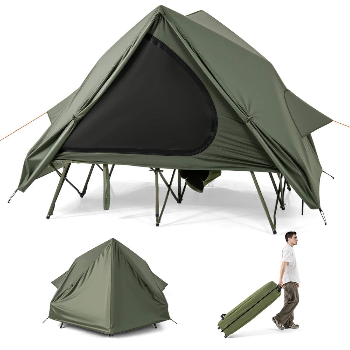Campingsäng för 2 personer med uppfällbart tält och regnskydd | Hem & Hobby | Pryloteket