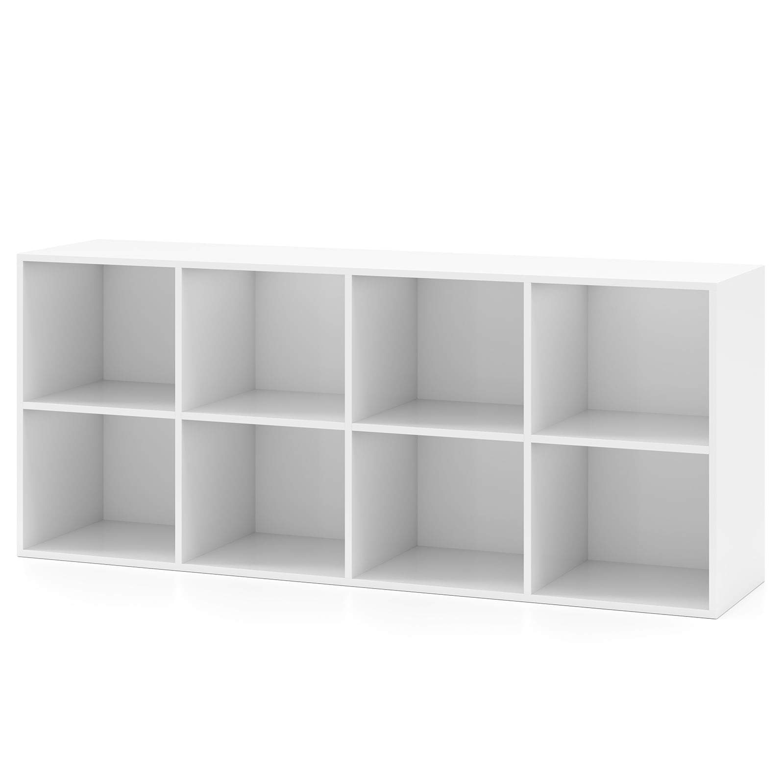 Bogreol med 8 kuber – hvid, 121,5 x 29 x 61 cm