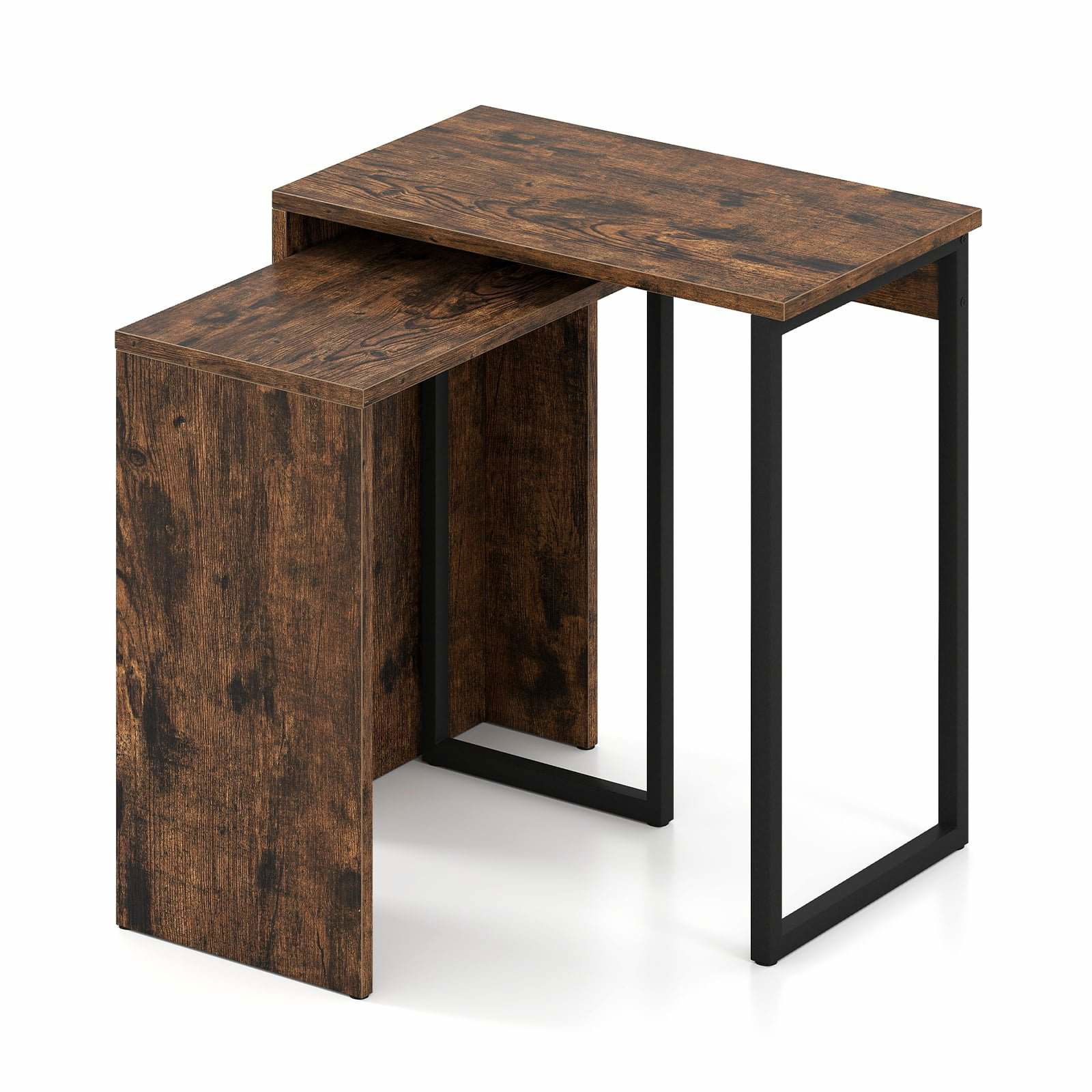 Indskudsbordssæt – Rustikt brunt, metalstel