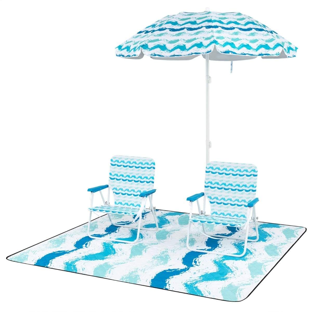Strandset med parasoll, 2 hopfällbara stolar och filt | Hem & Hobby | Pryloteket