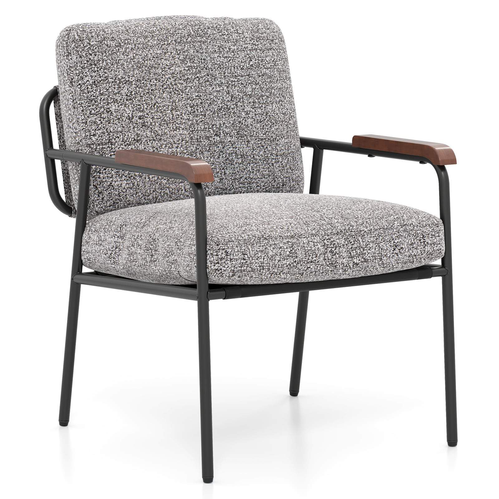 Grå accentfåtölj med dyna – bred, bekväm sits | Hem & Hobby | Pryloteket